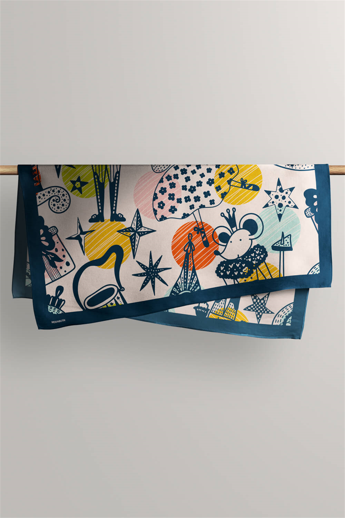 Kadın Comics Desenli Bandana 50x50 Pudra DG0187-22