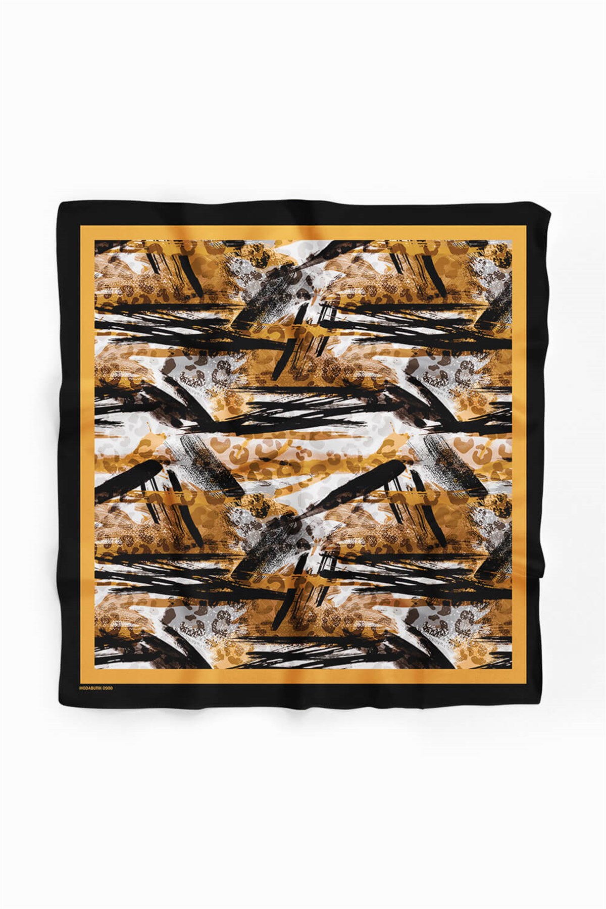 Violla Kadın Kahve Siyah Leopar Desenli 50x50 Bandana