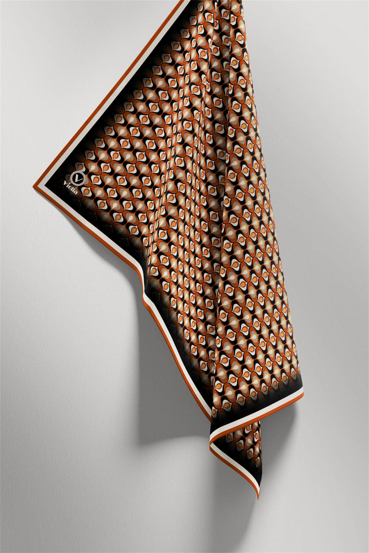 Twill Çıtır Desenli Taba Renkli 90x90 Eşarp (İpek İçermez) Kenar Dikiş Şekli El Dikişli
