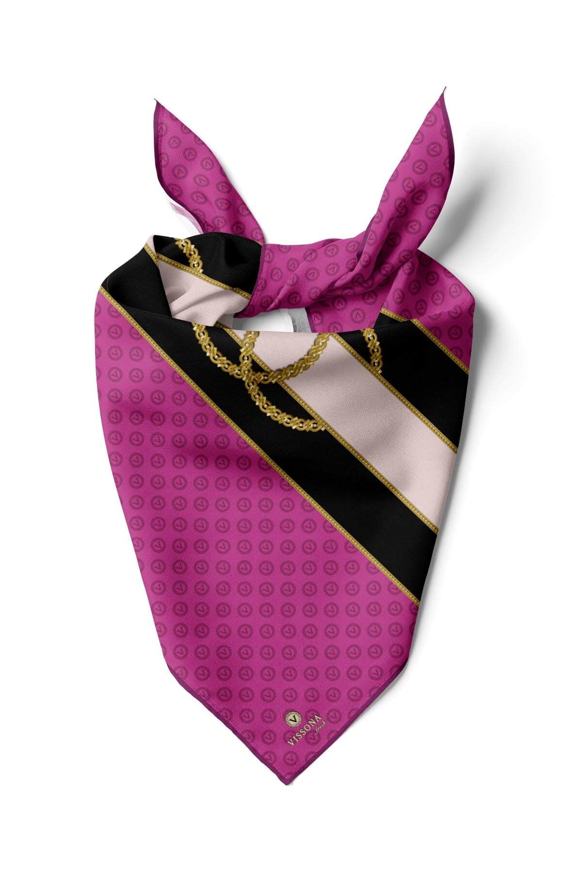 %100 İpek Kadın Desenli Bandana 80x80