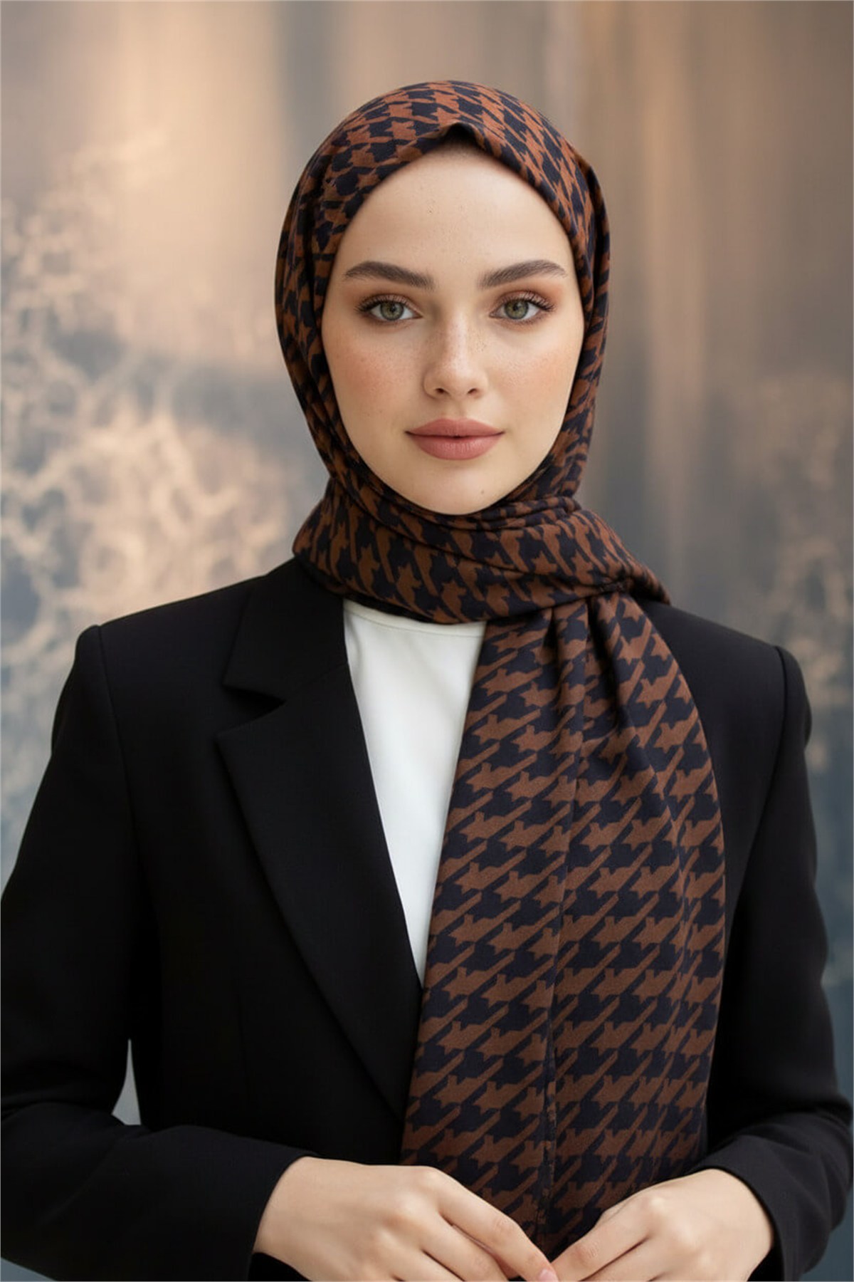 KREP KAZAYAĞI DESENLİ TABA RENKLİ 75X195 KIRIŞMAZ ŞAL