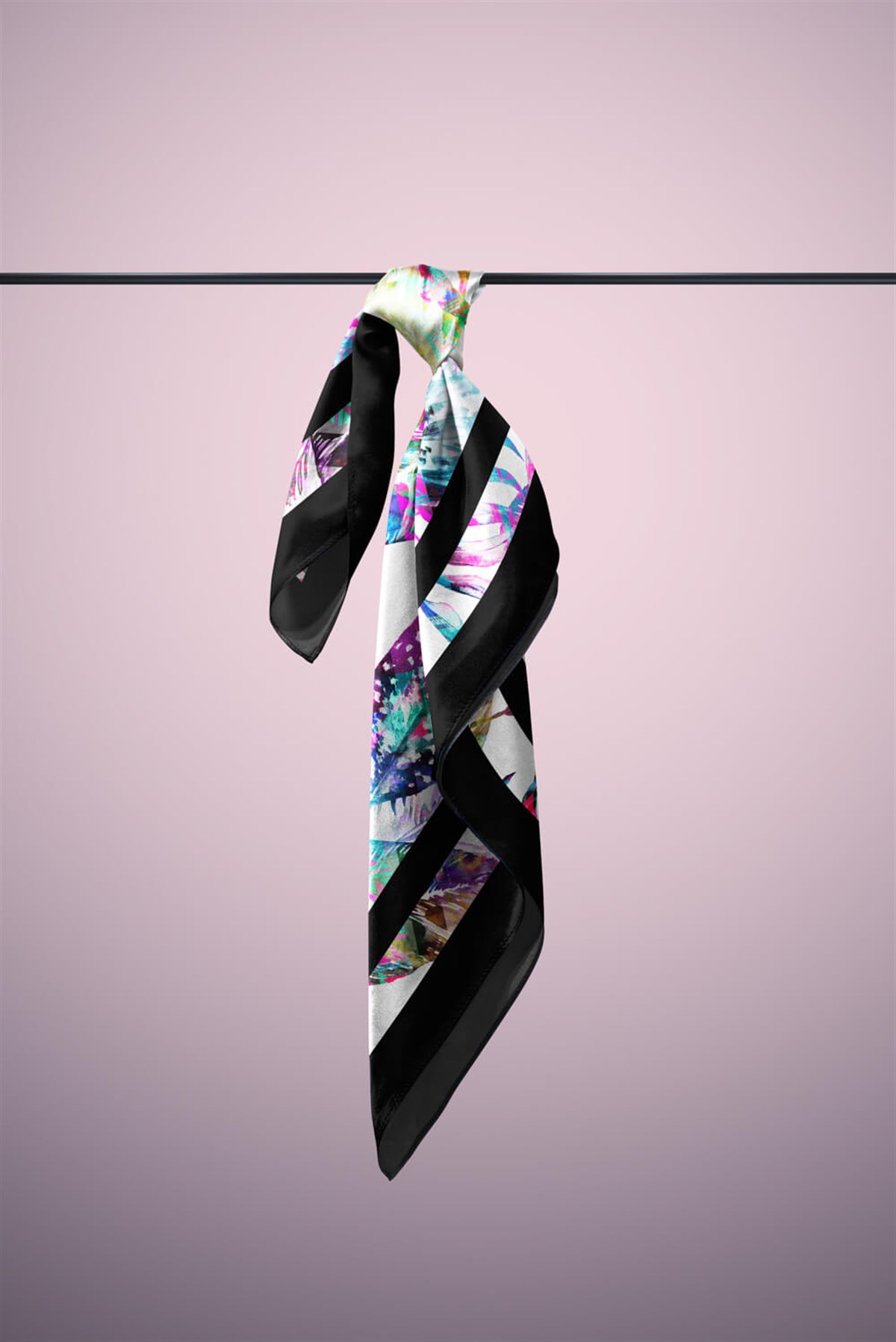 Violla D115 Kadın Garden Desenli Bandana 50x50 Mor DG0225-22