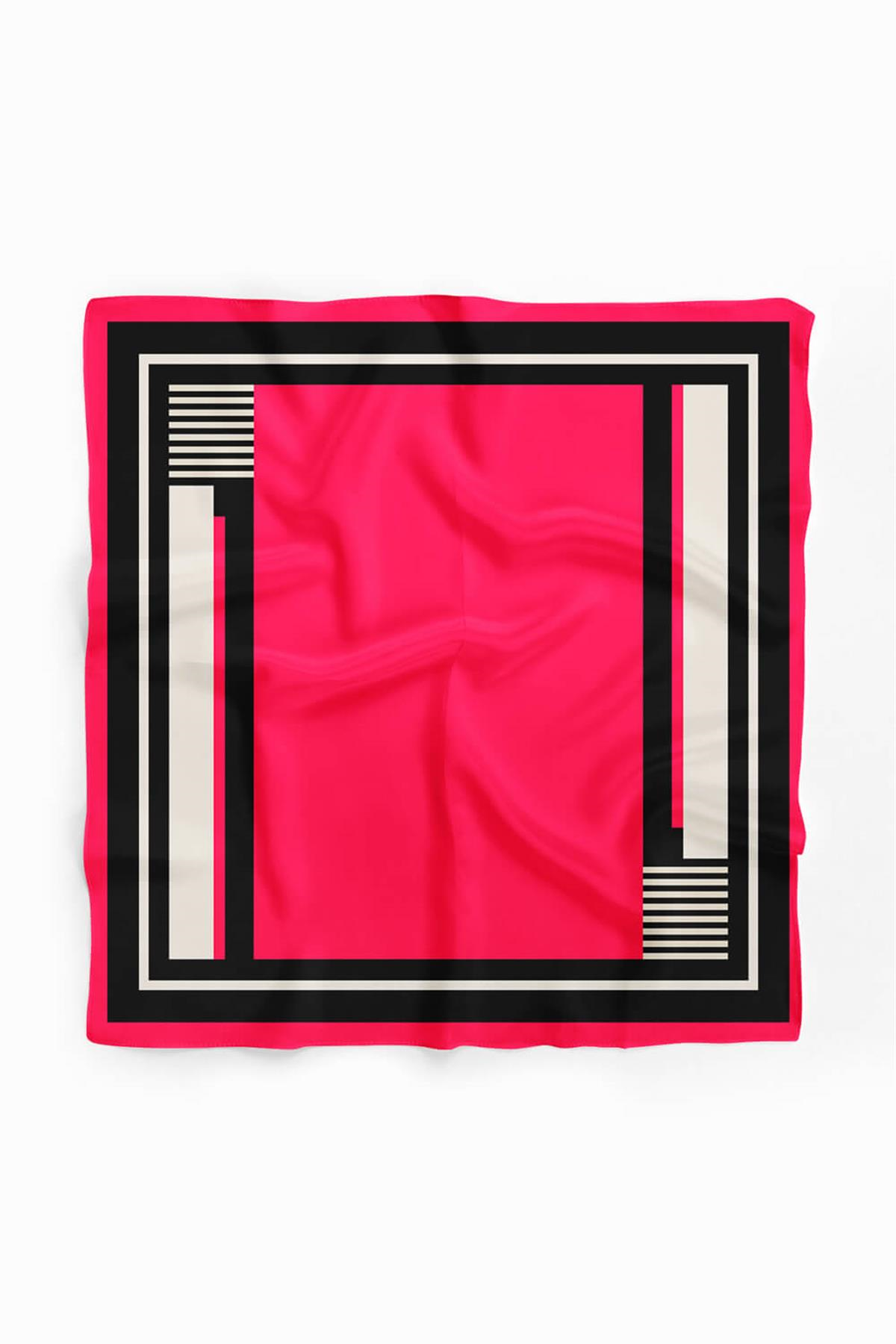 E47 Kadın Kırmızı Kare Desenli 50x50 Bandana HYL DG01524-22