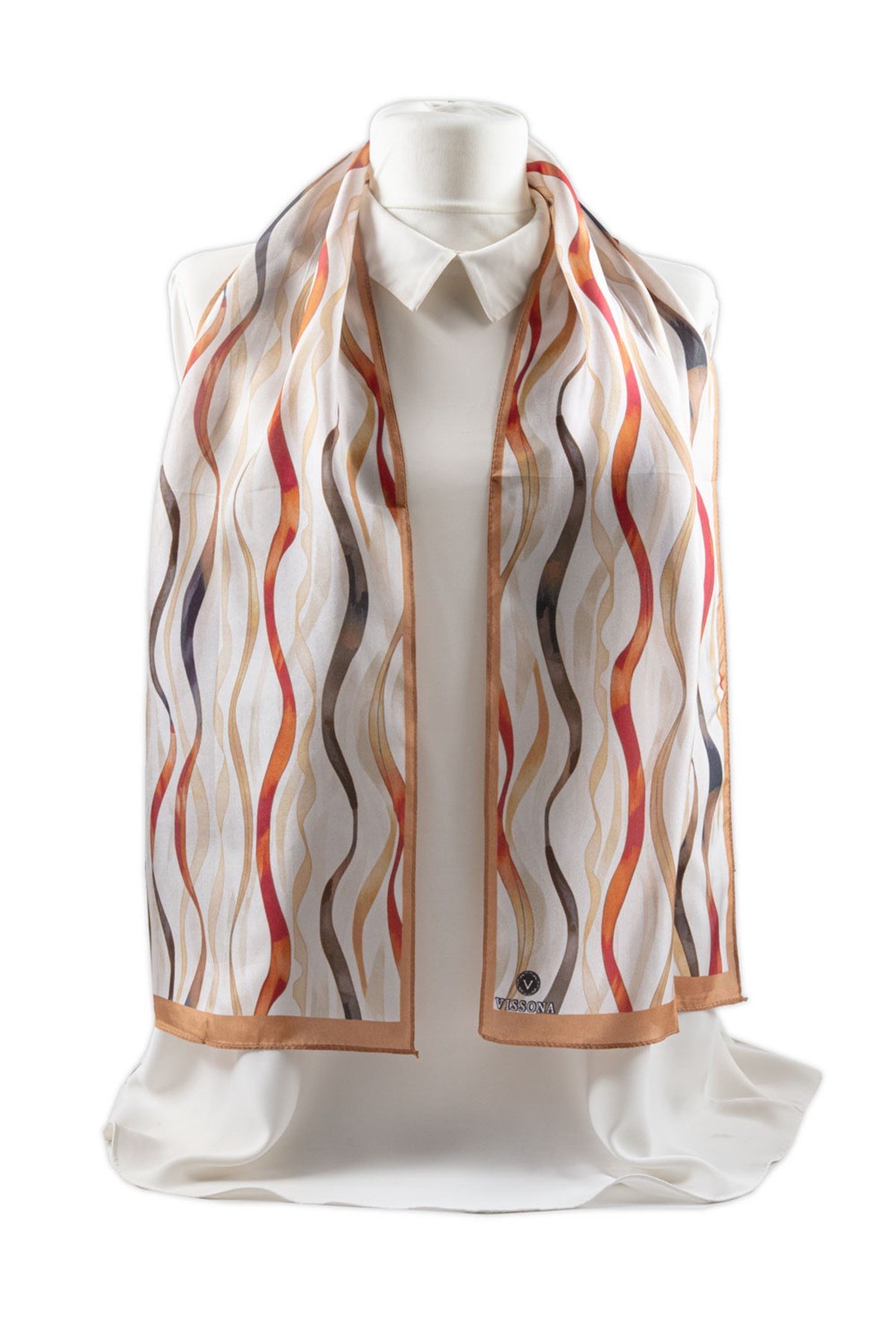 I81 %100 İpek Geometrik Desenli Kadın Fular