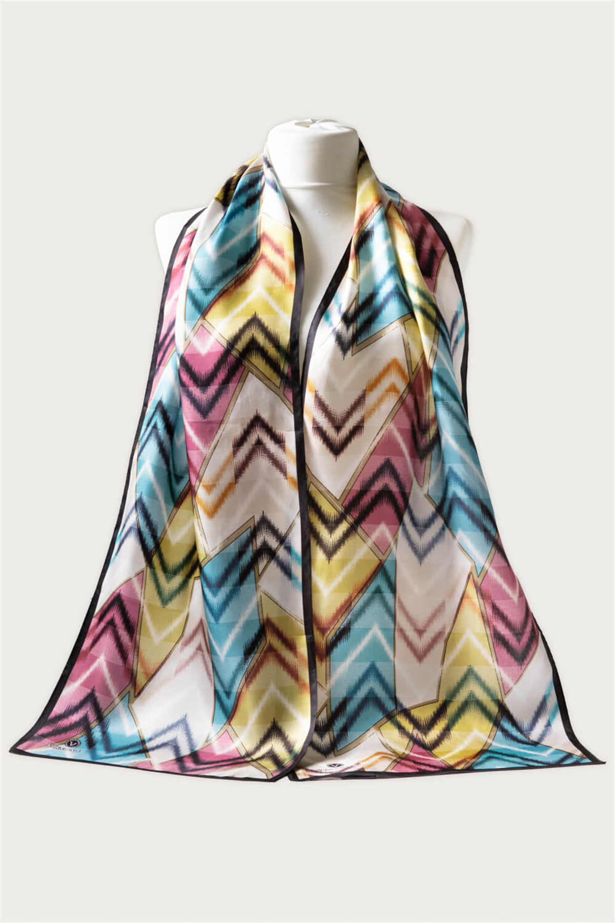 %100 İPEK GEOMETRİK DESENLİ KADIN FULAR 30X170