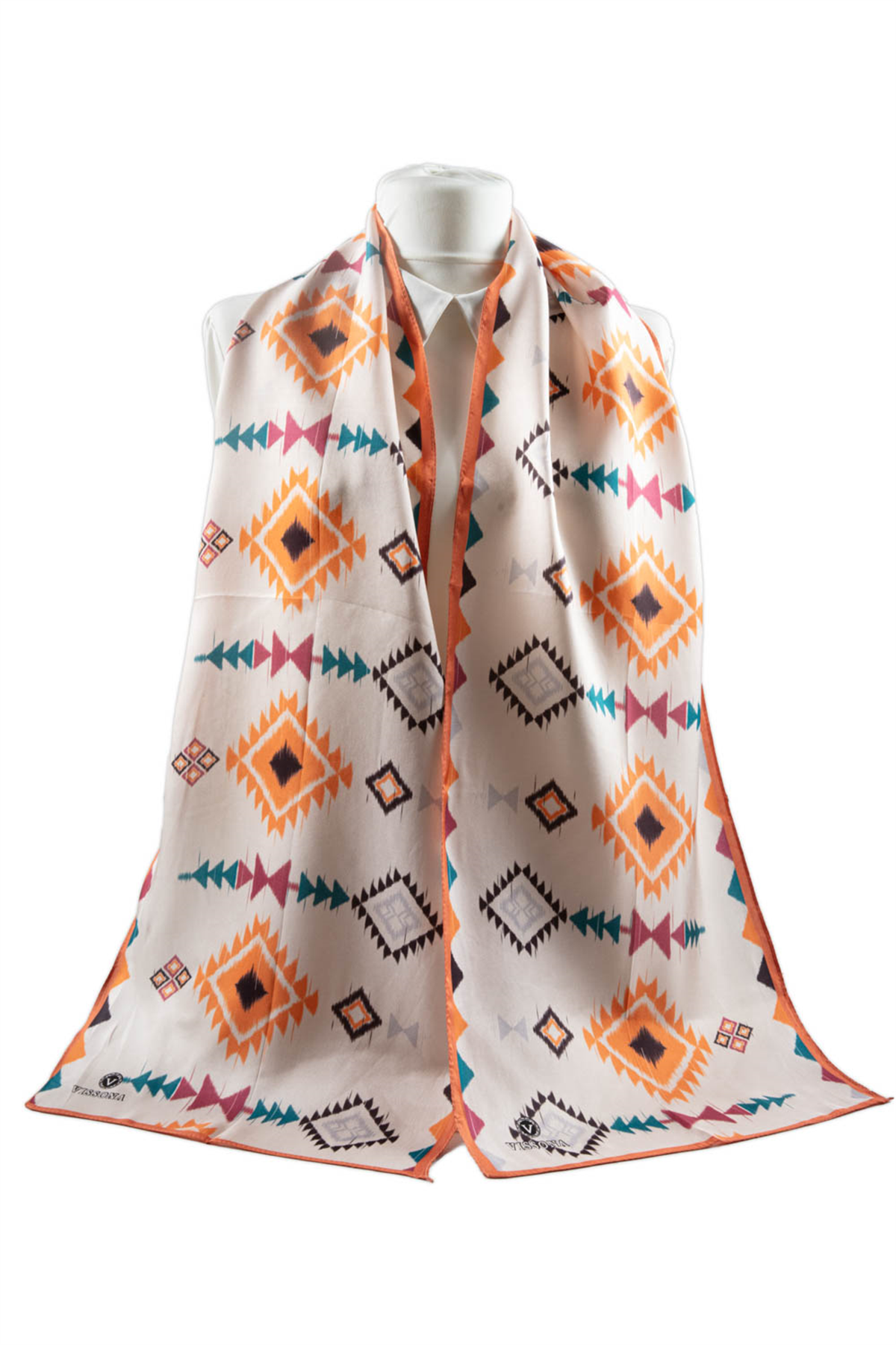 I23 SATEN İPEK ETNİK DESENLİ KADIN FULAR