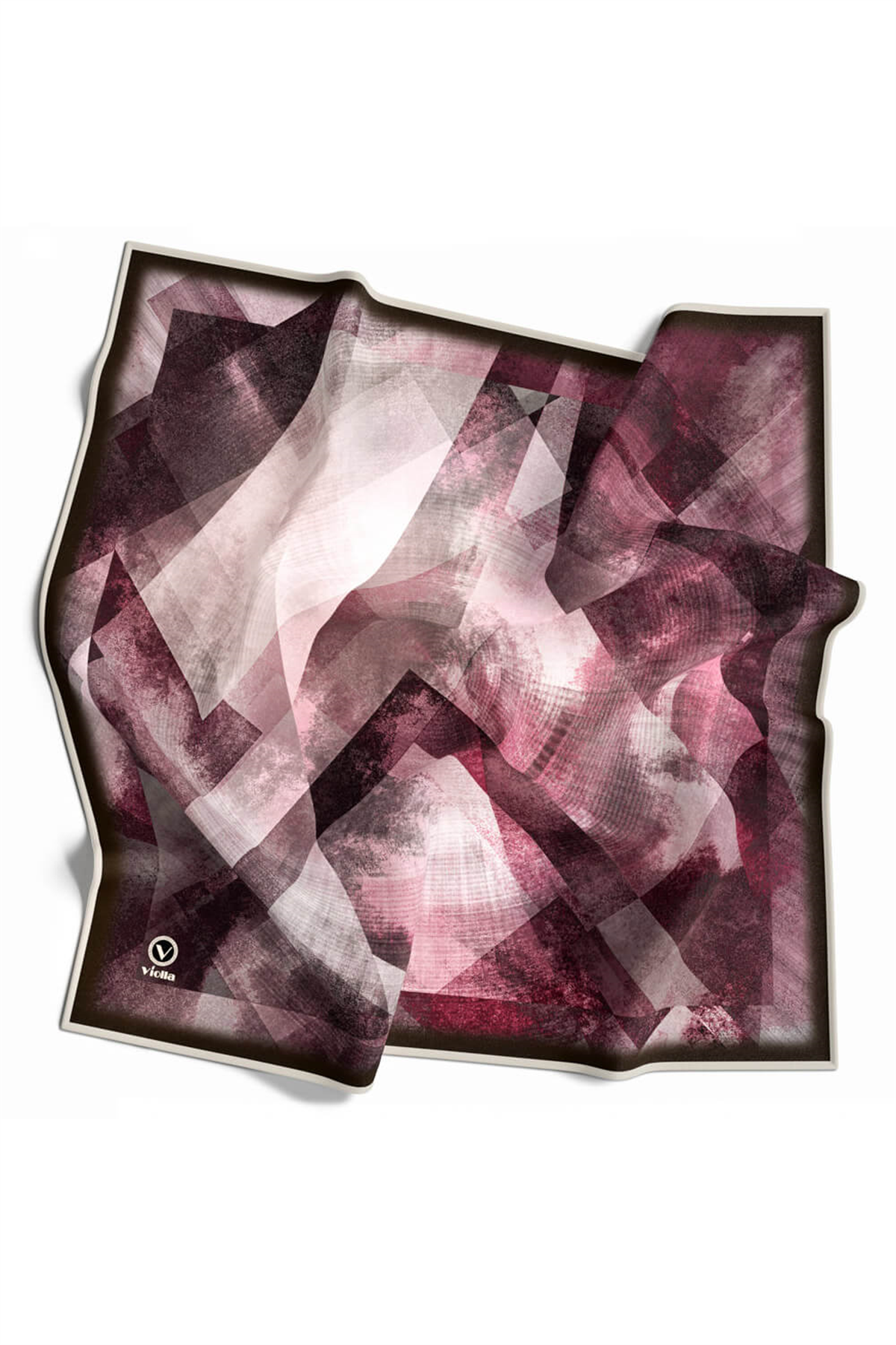 Twill Batik Desenli Mürdüm Renkli 90x90 Eşarp (İpek İçermez) Dikim Şekli : El Dikişi