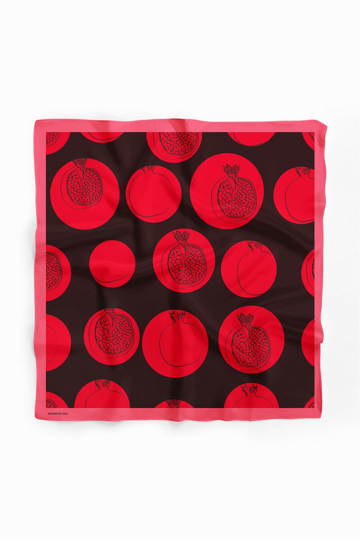 Violla V20 Kadın Nar Desenli Bandana 50x50 Kırmızı Siyah