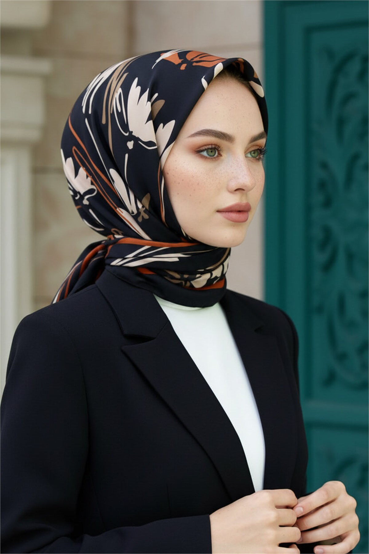 KREP ÇİÇEK DESENLİ TABA RENKLİ 75X195 KIRIŞMAZ ŞAL