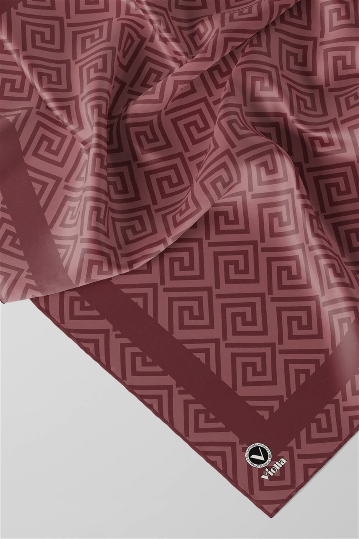 Twill Minimalist Desenli Gül Kurusu Renkli 90x90 Eşarp (İpek İçermez) Kenar Dikiş Şekli El Dikişli