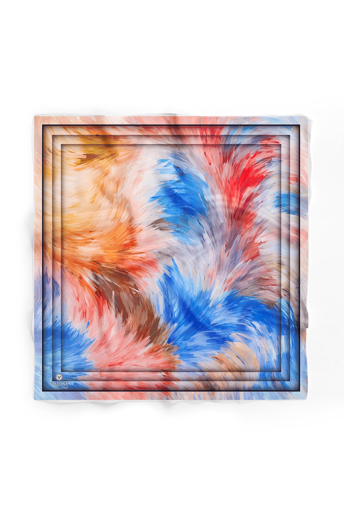 %100 İpek Kadın Desenli Bandana 80x80