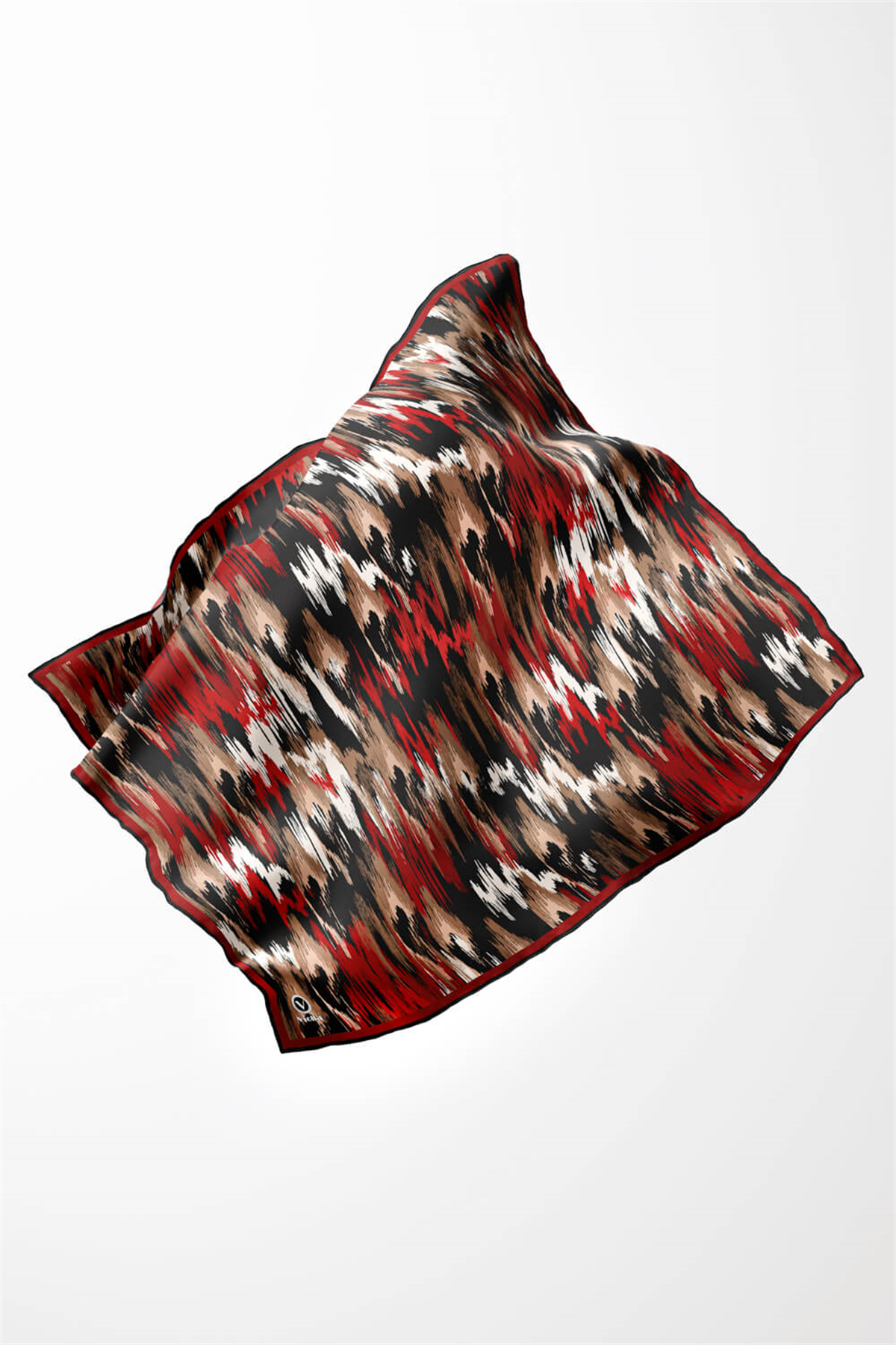 Twill Fırça Desenli Bordo Renkli 90x90 Eşarp (İpek İçermez) Kenar Dikiş Şekli El Dikişli