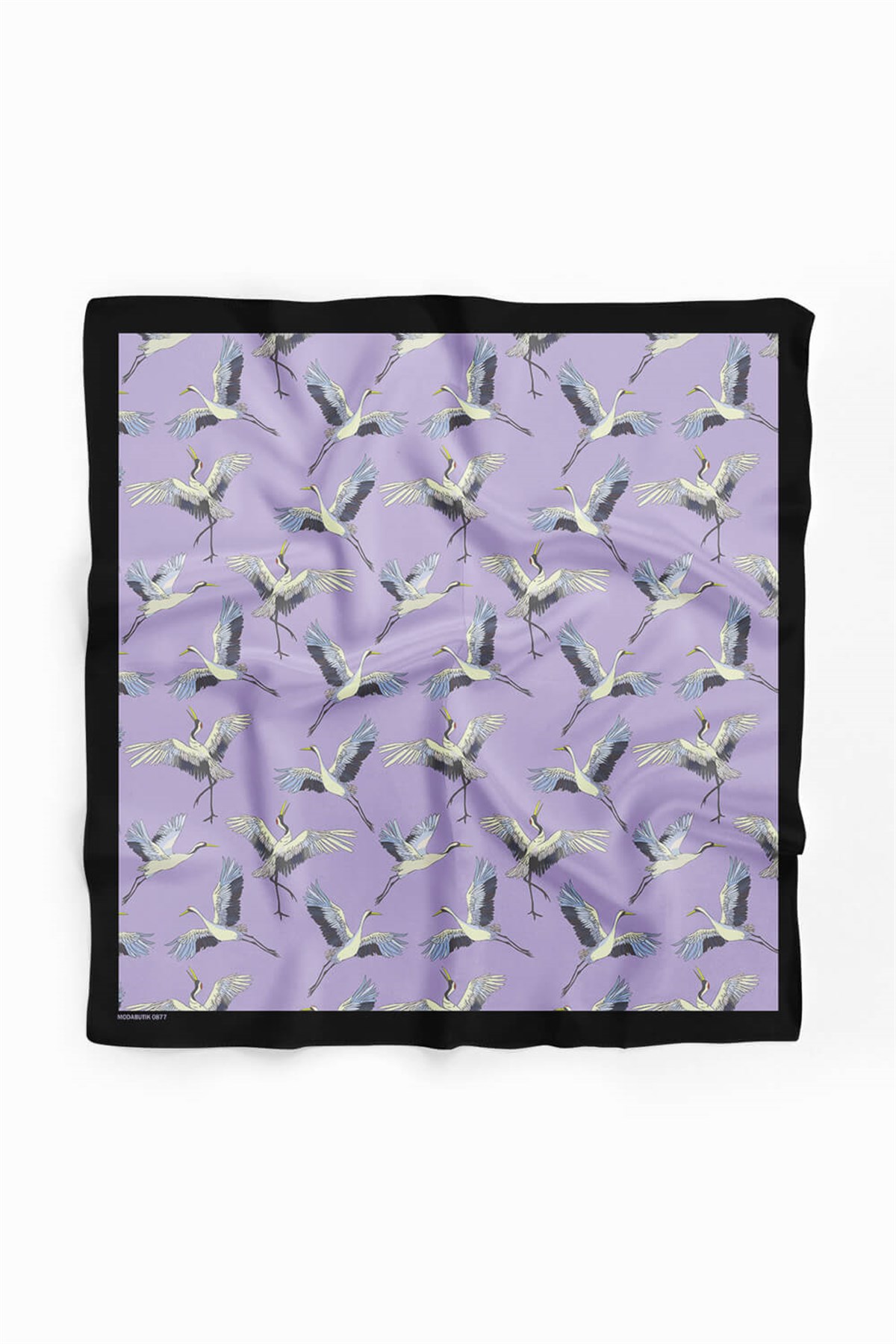 Violla B9  Kadın Lila Stork Desenli 50x50 Bandana HYL DG0877-22