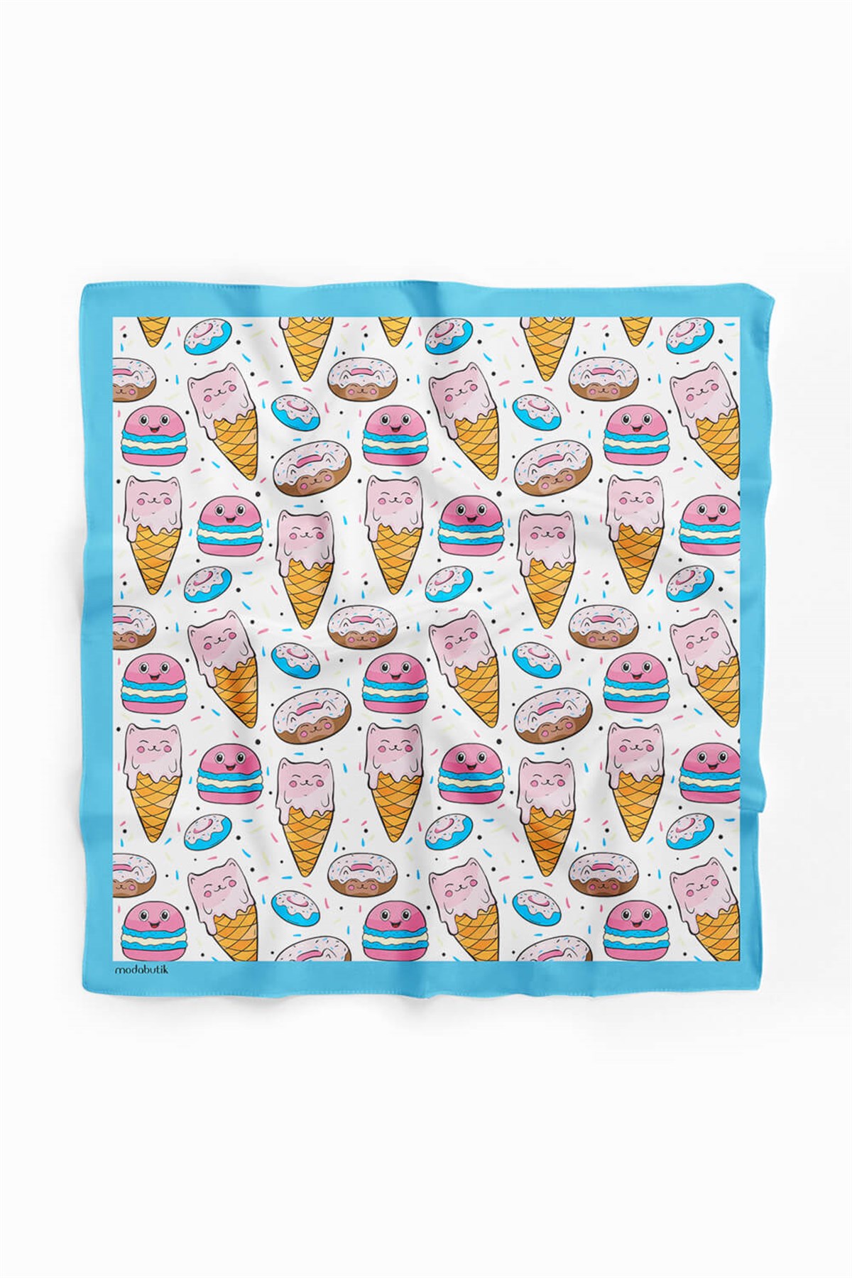 Violla D88 Kadın Aşk Desenli Bandana 50x50 Pembe Sarı DG0360-22