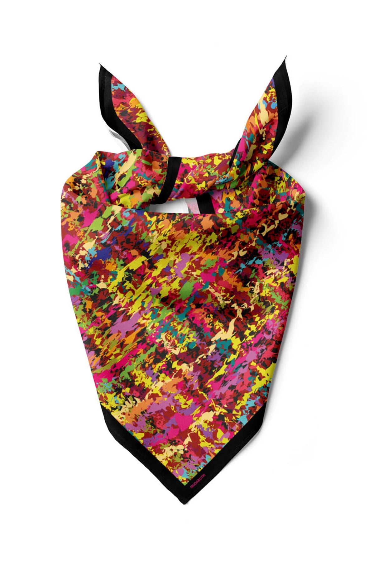Violla C71 Kadın Yağlı Boya Desenli Bandana 50x50 Pembe Yeşil DG0256-22