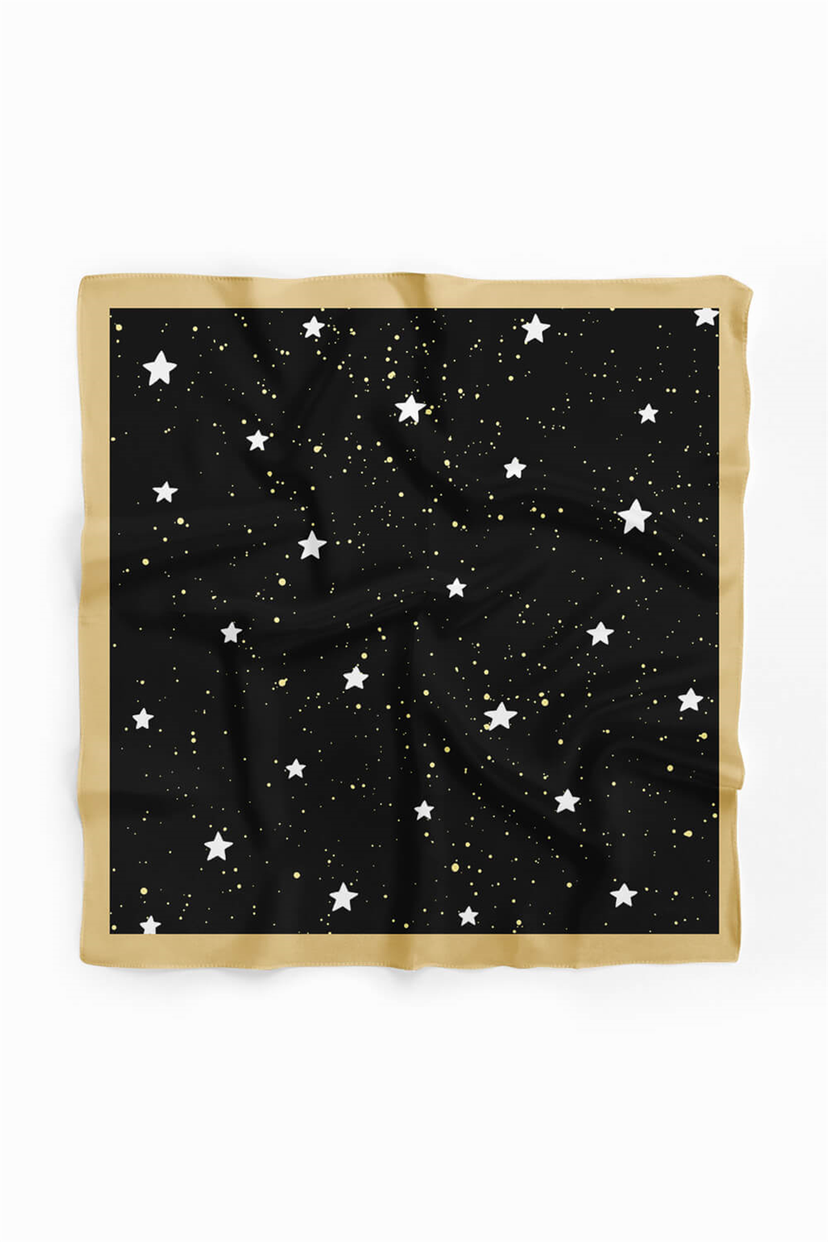 B41 Kadın Yıldız Desenli Bandana 50x50 Siyah DG0341-22 Snz