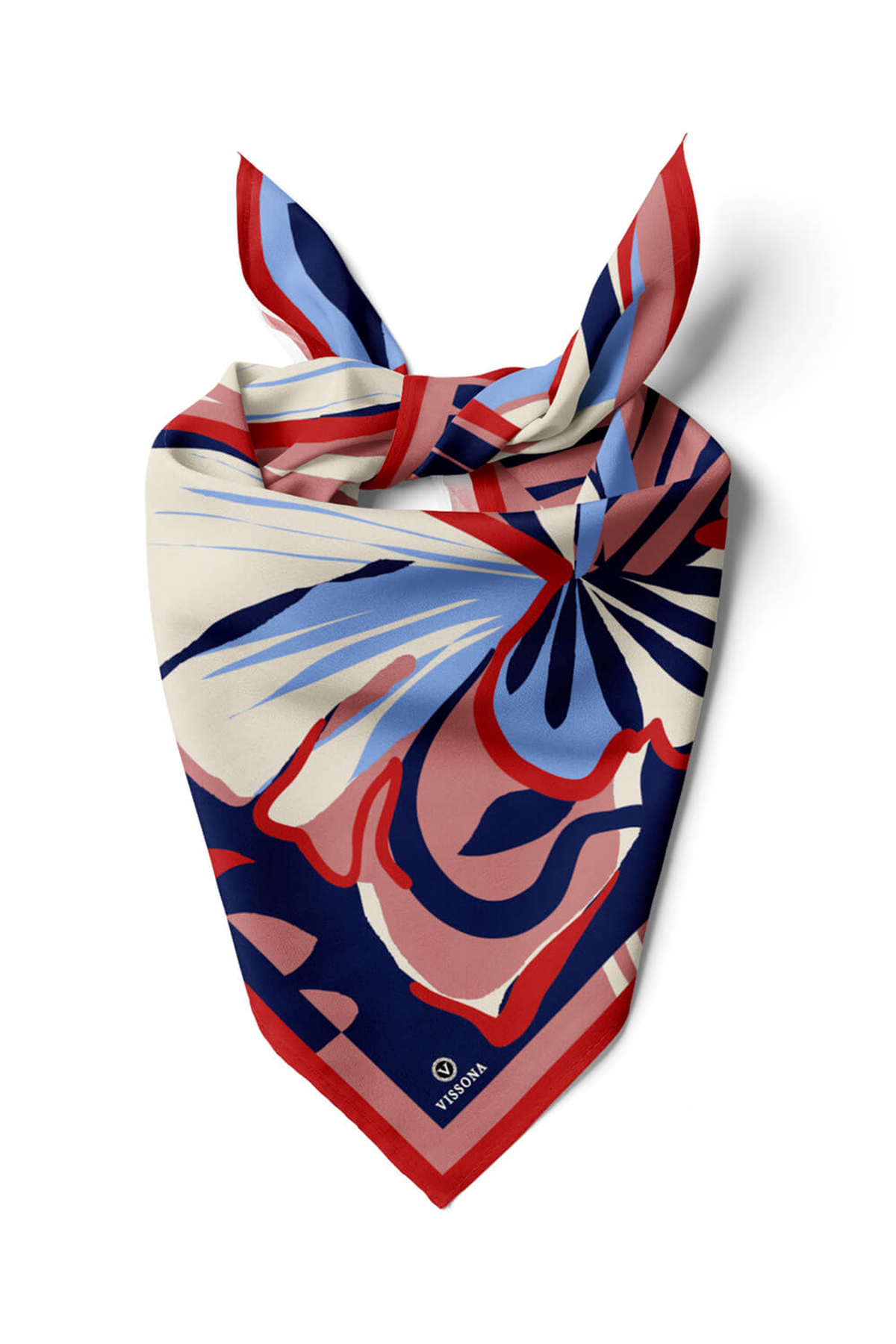 Saten İpek Kelebek Desenli Kadın Bandana