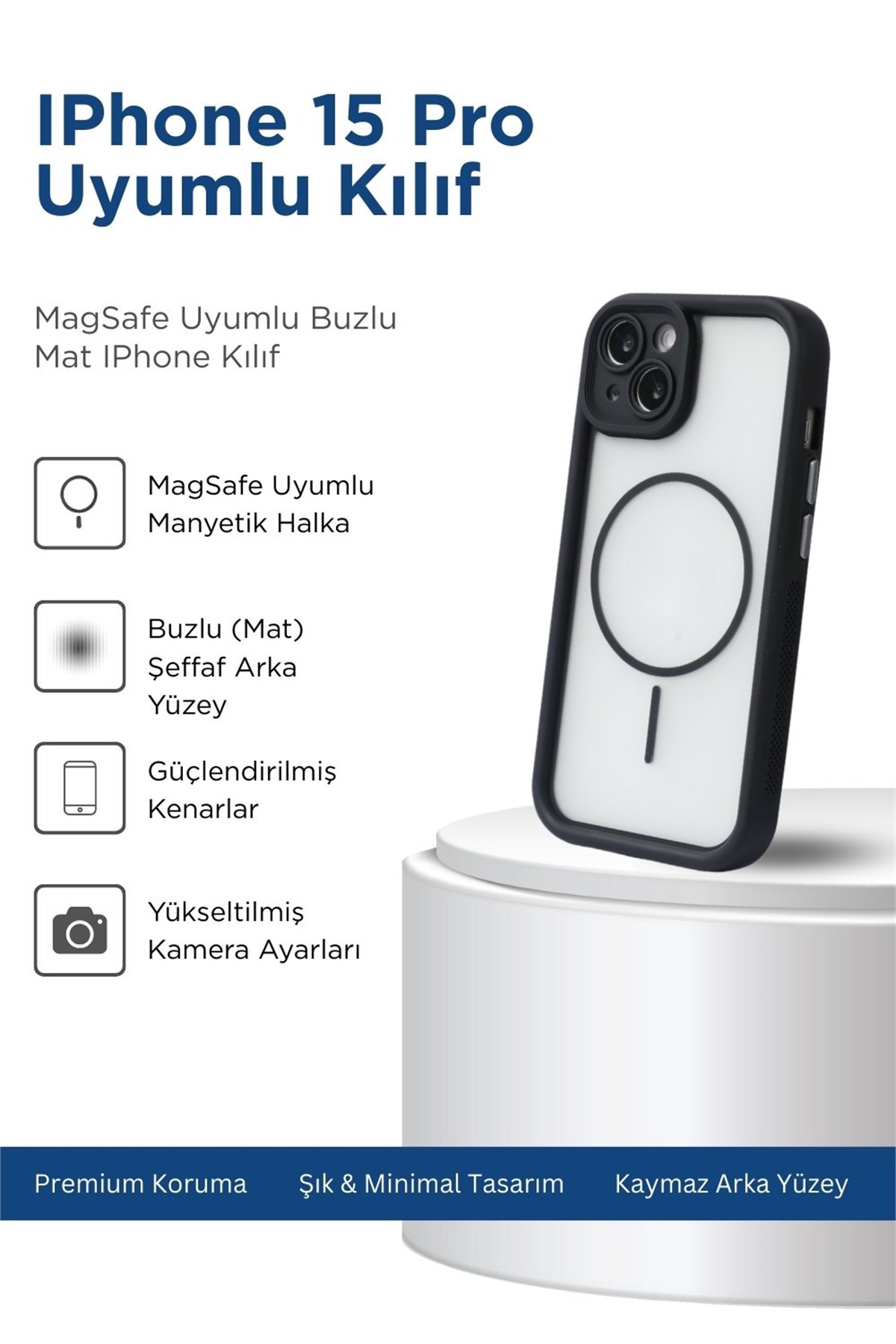 iPhone 13 Kılıf – Kamera Korumalı – MagSafe Uyumlu – Siyah Renk – Mat Silikon Telefon Kılıfı