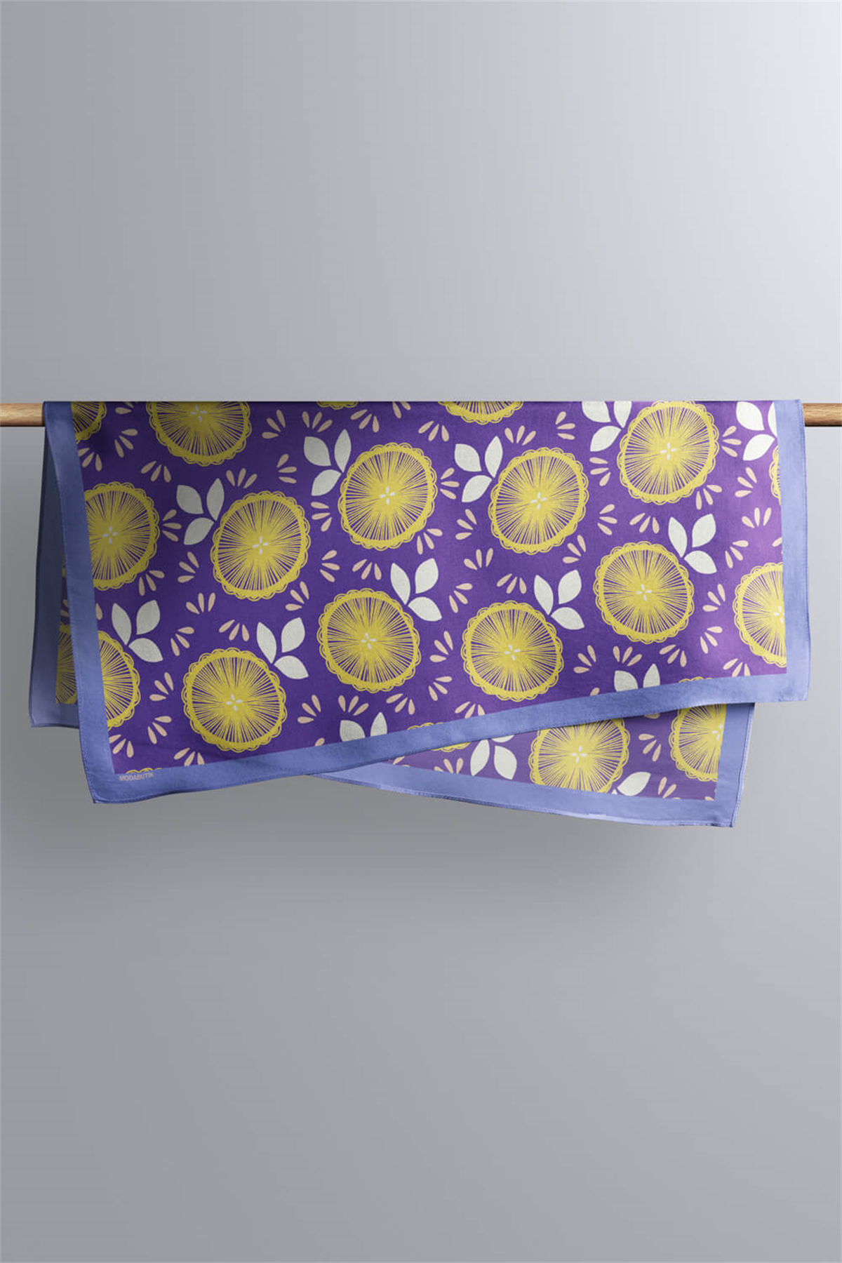 C58 Kadın Lime Desenli Bandana 50x50 Sarı DG0178-22 Snz