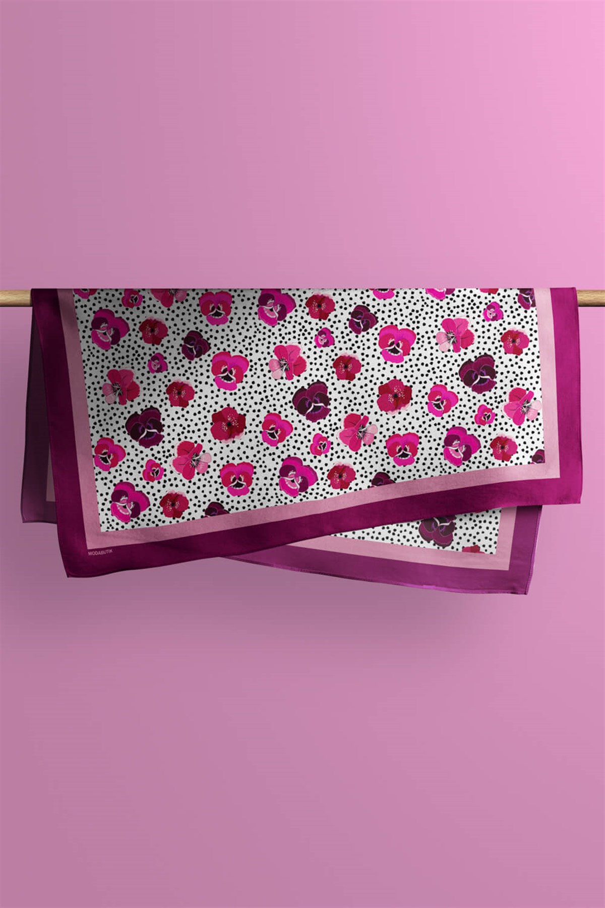 Violla D20 Kadın Menekşe Desenli 50x50 Bandana HYL DG0893-22