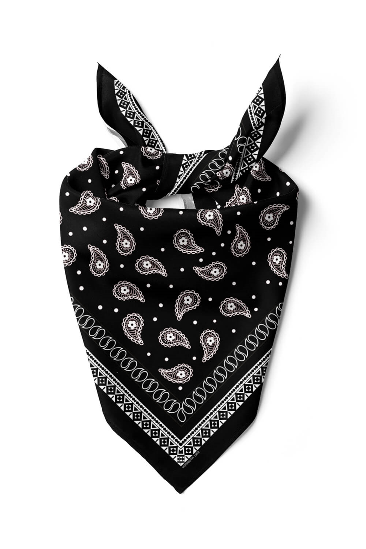 F46 Kadın Siyah Beyaz Şal Desenli 50x50 Bandana HYL DG01359-22