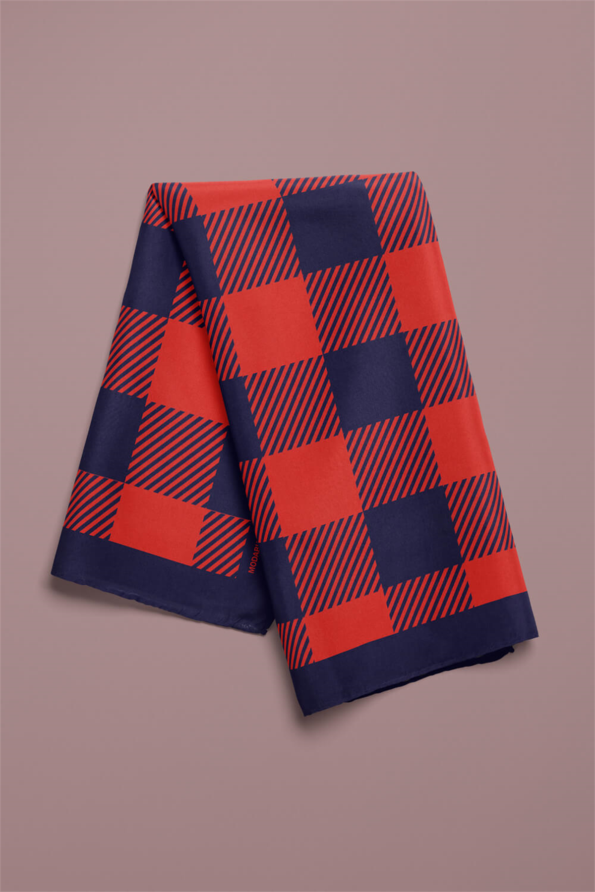 D95 Kadın Ekose Desenli Bandana 50x50 DG0172-22