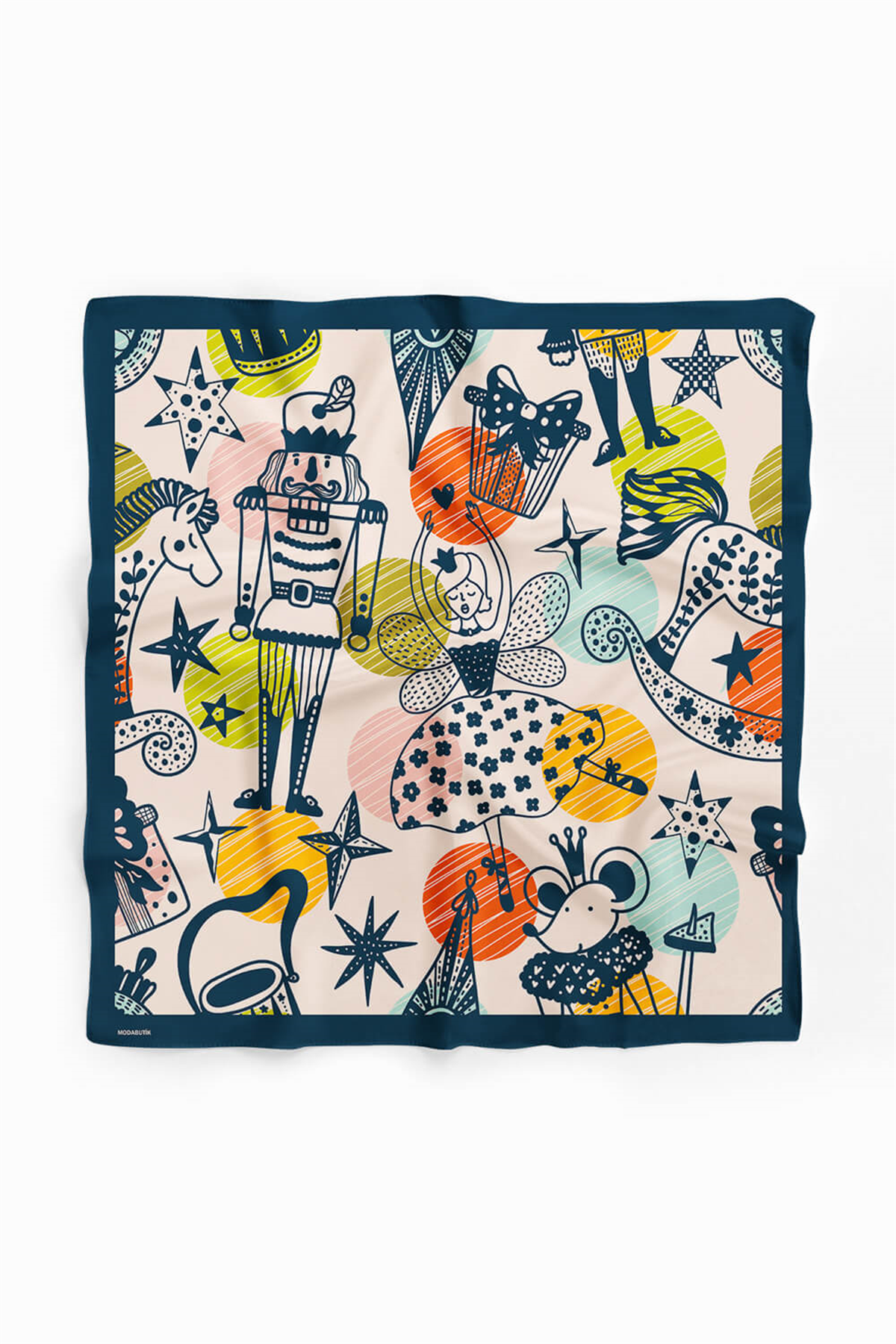 Kadın Comics Desenli Bandana 50x50 Pudra DG0187-22