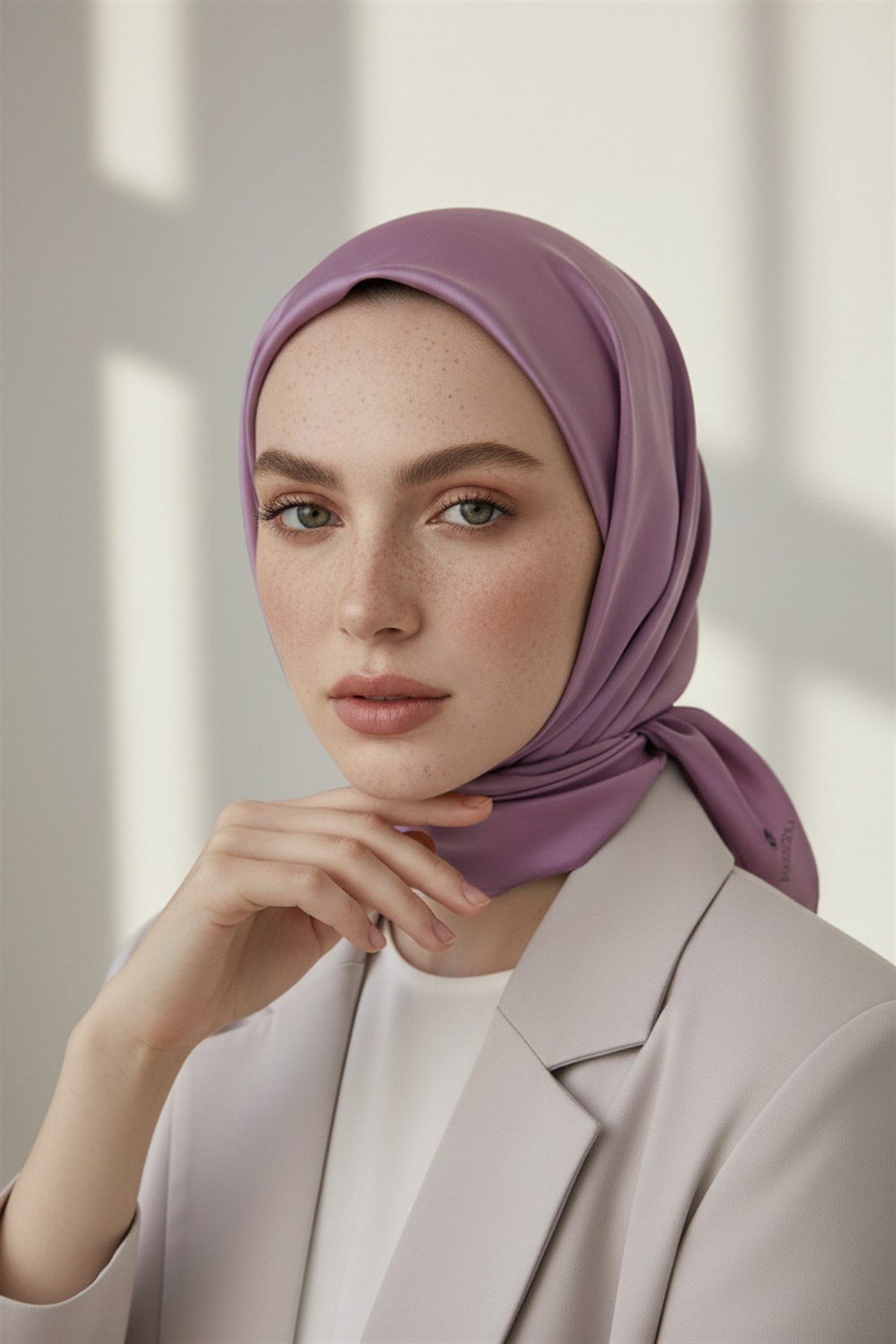 Viskon Twill İpek Az Hatalı Koyu Gül Kurusu Renkli 90x90 Düz Eşarp Dikim Şekli : El Dikişi
