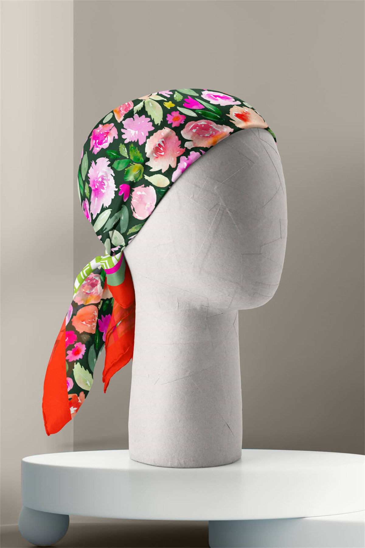 Y93 WATERCOLOR  FLOWERS TASARIMLI BANDANA DG12057