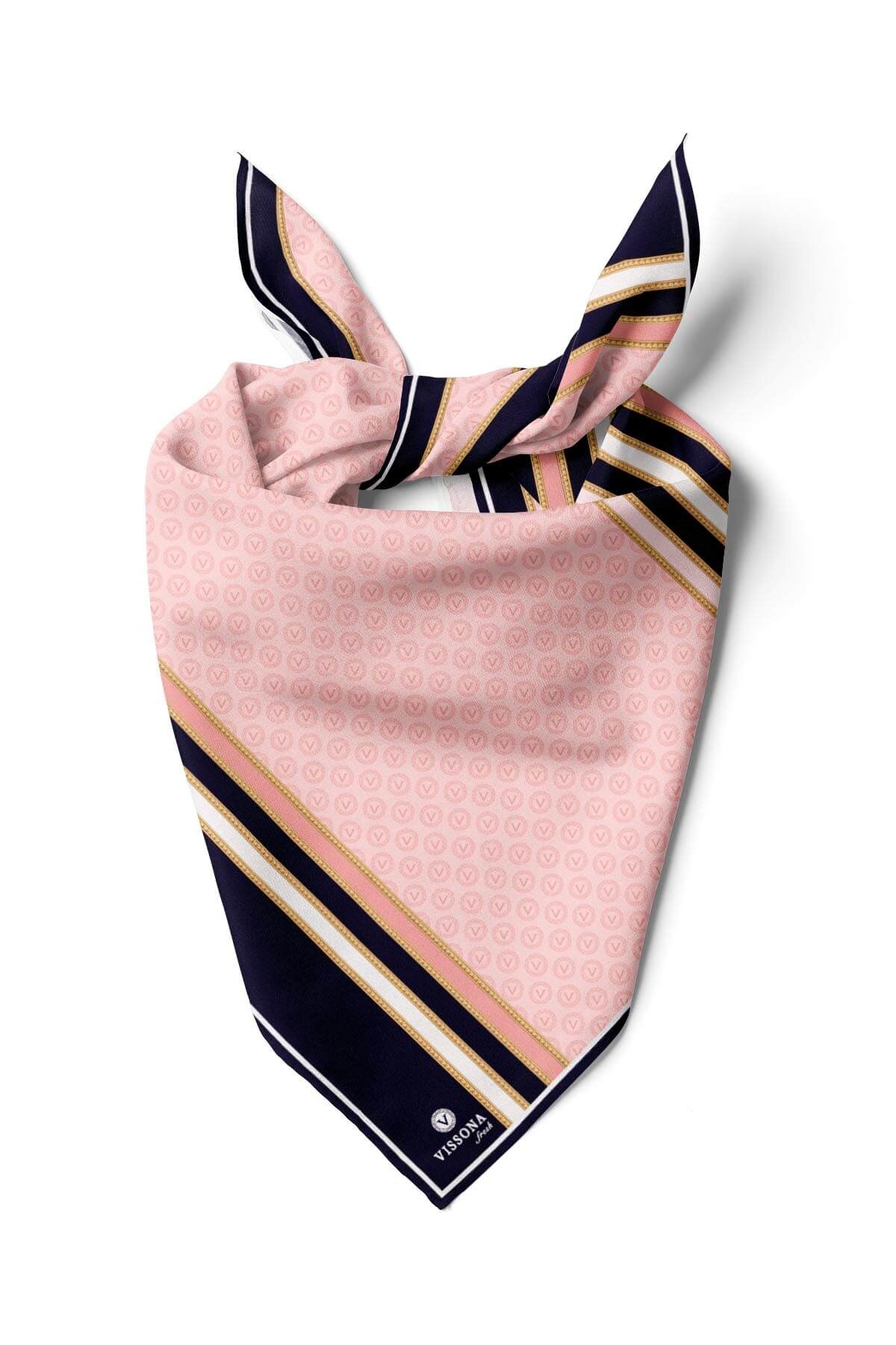 %100 İpek Kadın Desenli Bandana 80x80