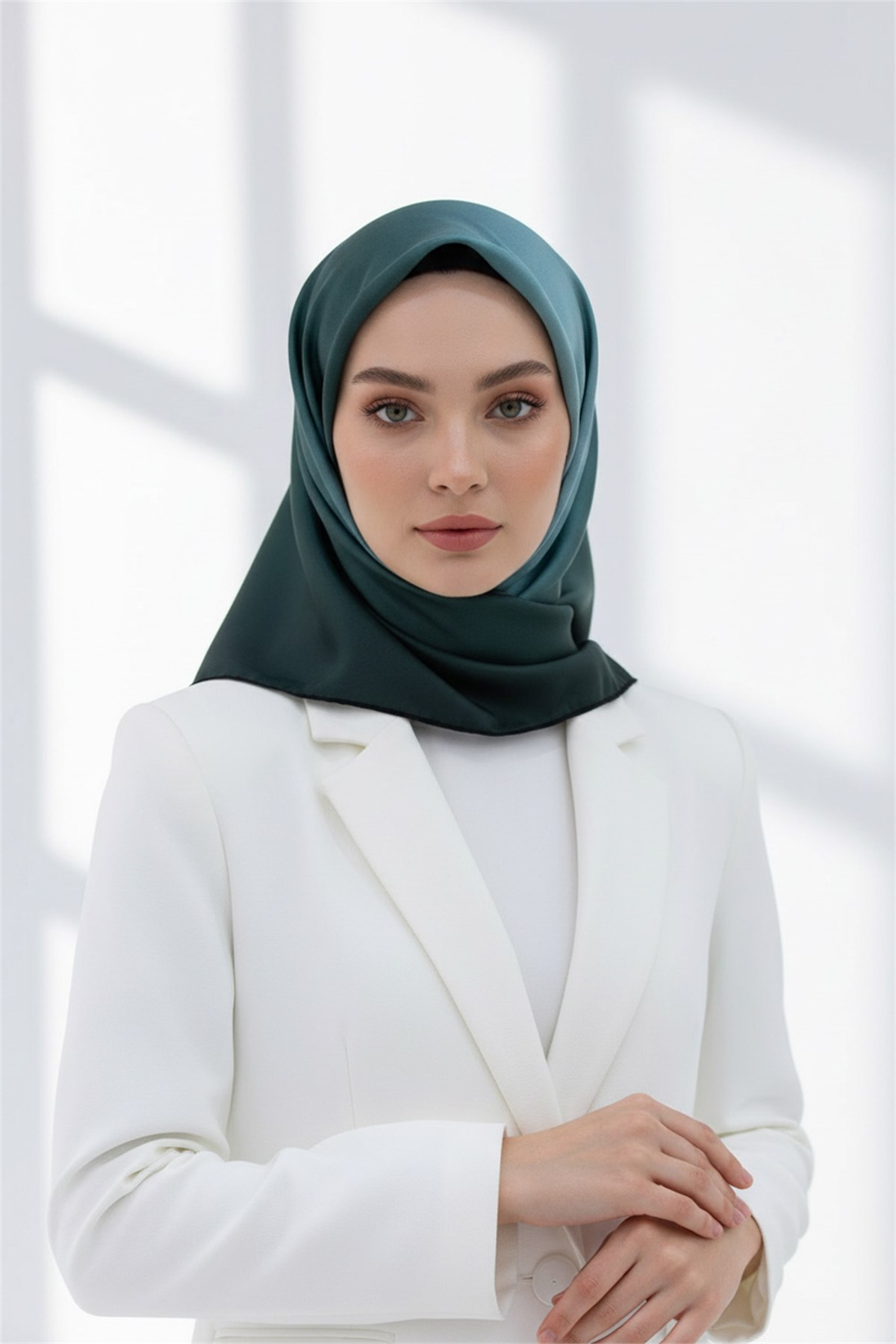 % 57 İPEK % 43 VİSKON Twill İpek Degrade Desenli Mint Yeşili Renkli 90x90 Eşarp Dikim Şekli : El Dikişi