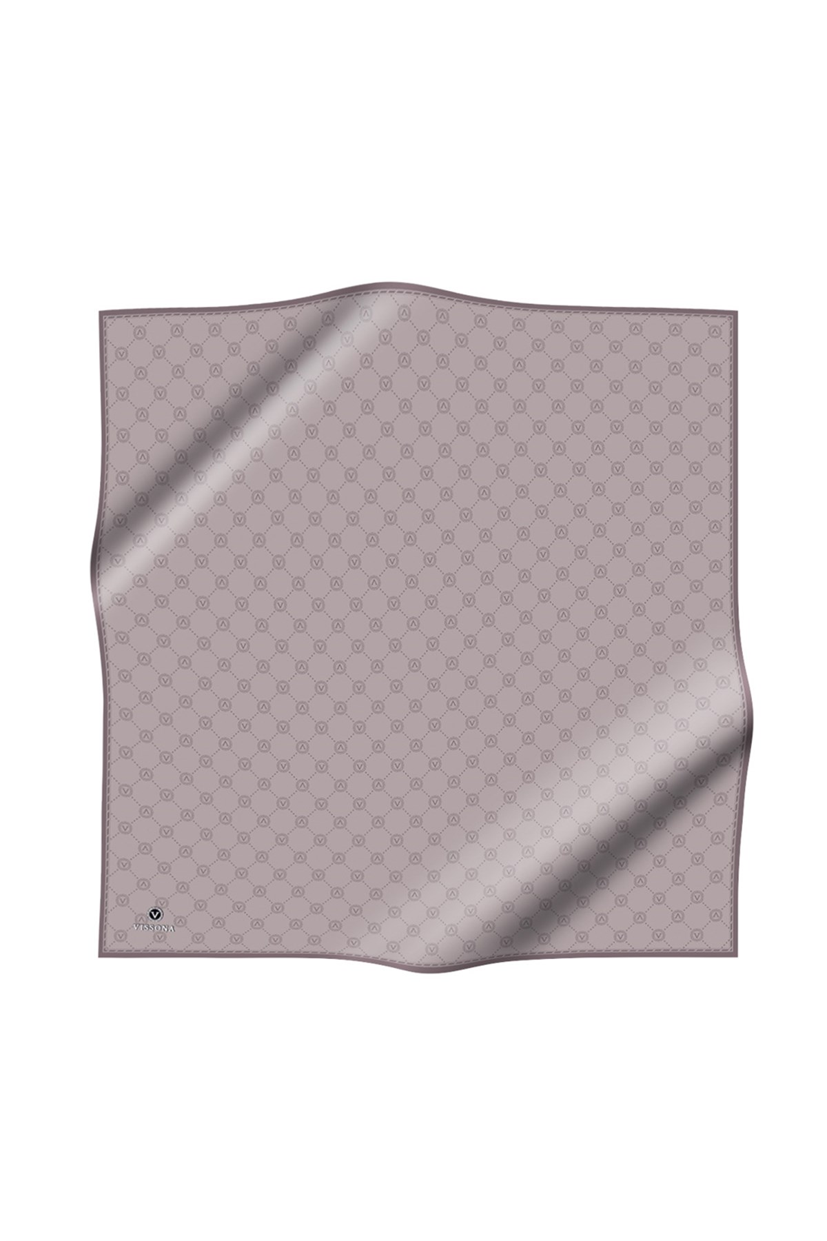 %100 Twill İpek Monogram Desenli Taş Renkli 90x90 Eşarp Dikim Şekli : El Dikişi