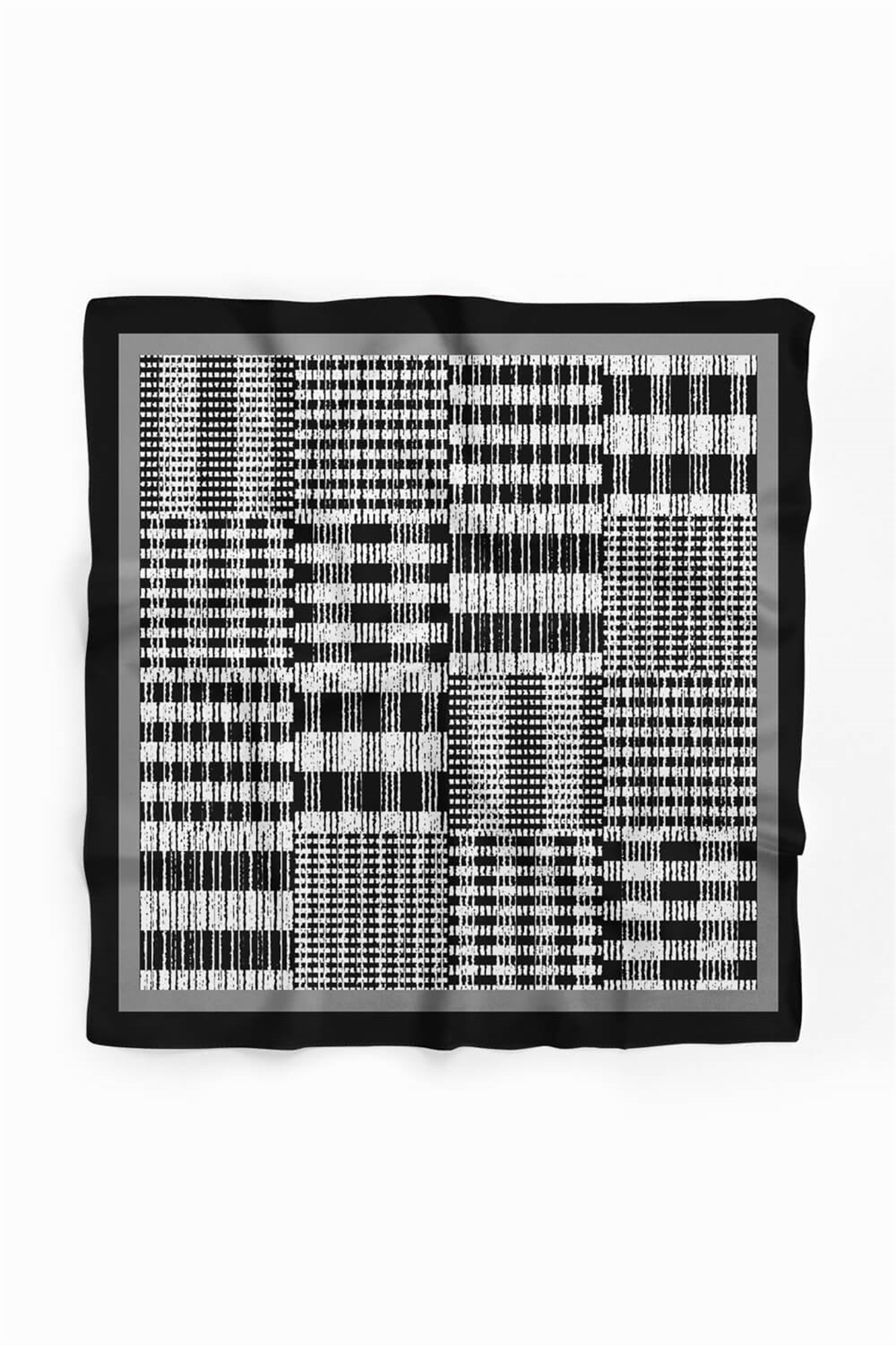 Kadın Siyah Beyaz Kareli Desenli 50x50 Bandana HYL DG0810-22