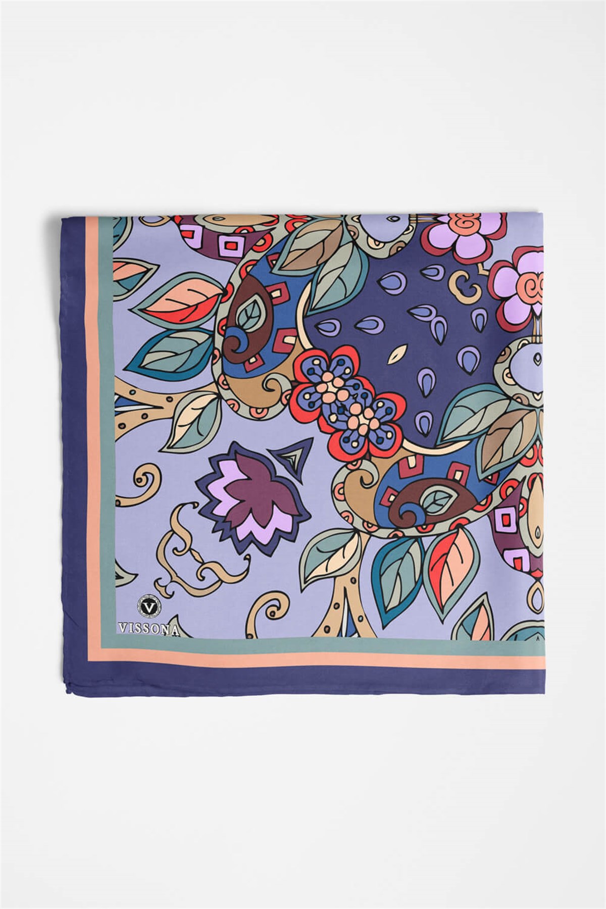 %100 İpek Etnik Desenli Kadın Bandana