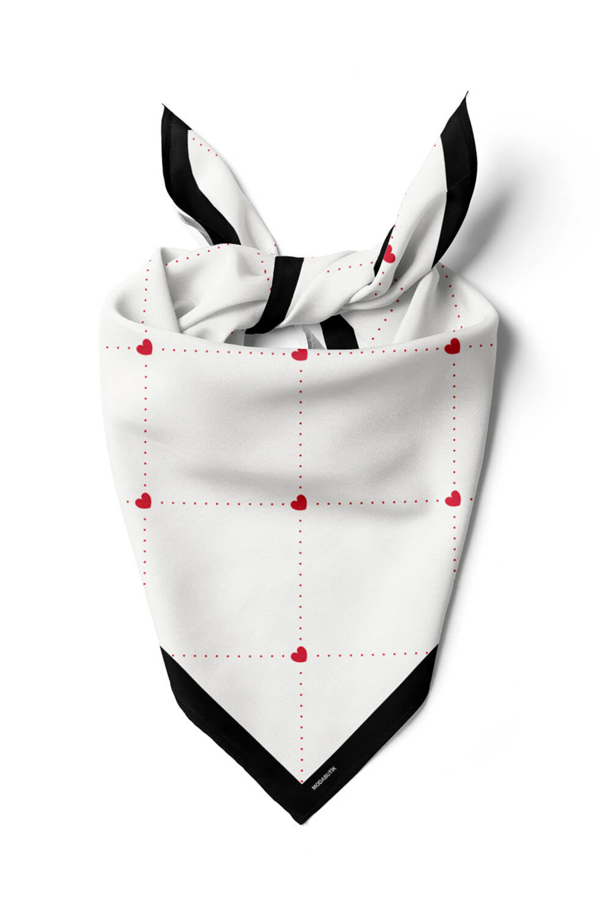 A50 Kadın Kare Kalp Desenli Bandana 50x50 DG0268-22