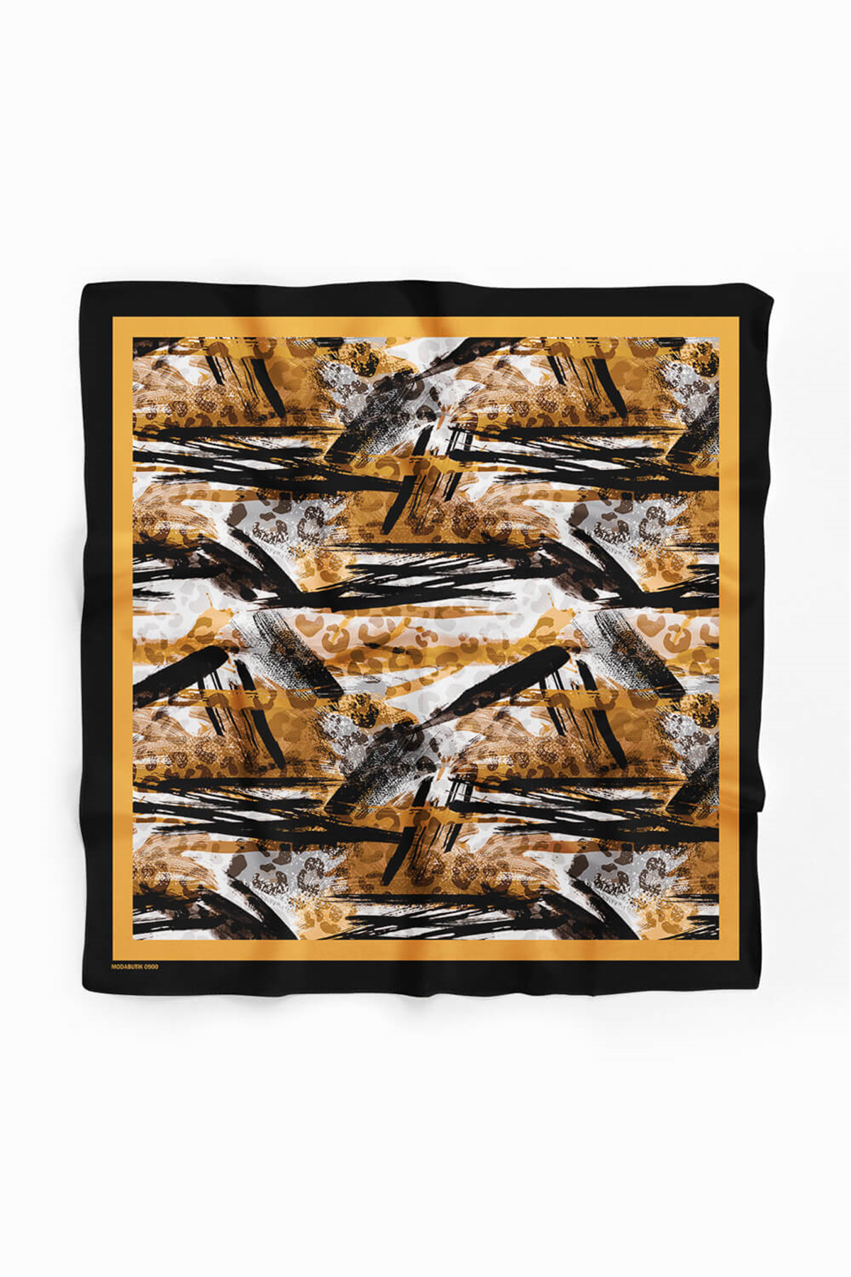 Kadın Kahve Siyah Leopar Desenli 50x50 Bandana