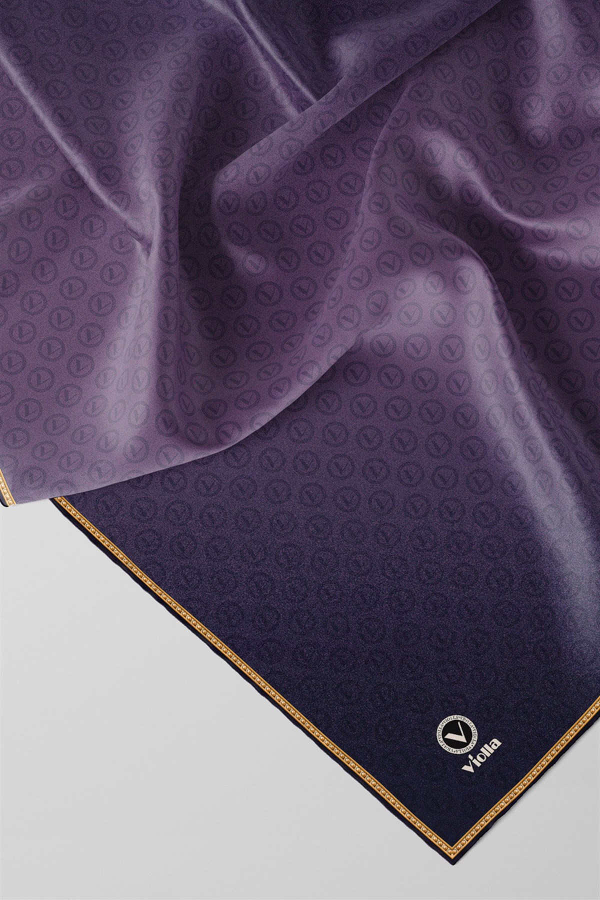 Twill Degradeli Mor Renkli 90x90 Eşarp (İpek İçermez)