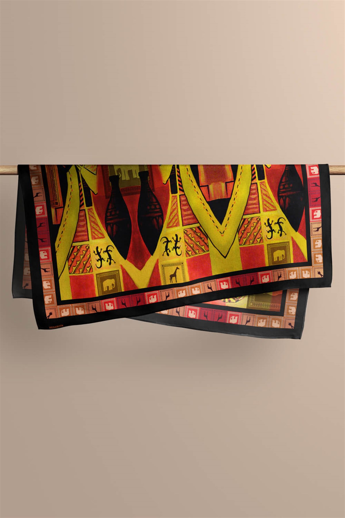 Violla D113 Kadın African Desenli Bandana 50x50 Kırmızı DG0217-22