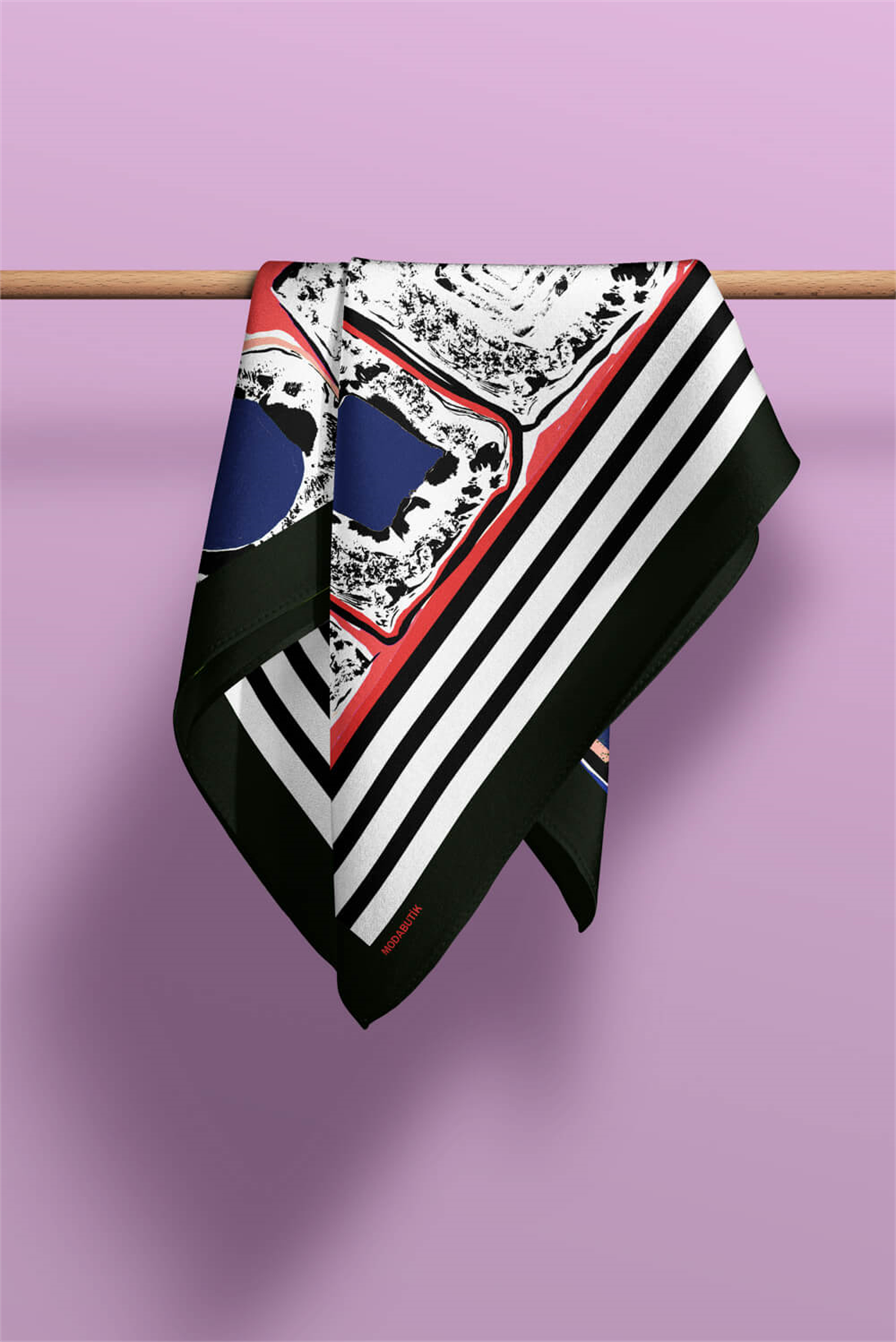 Kadın Kırmızı Sina Desenli 50x50 Bandana DG1030-22