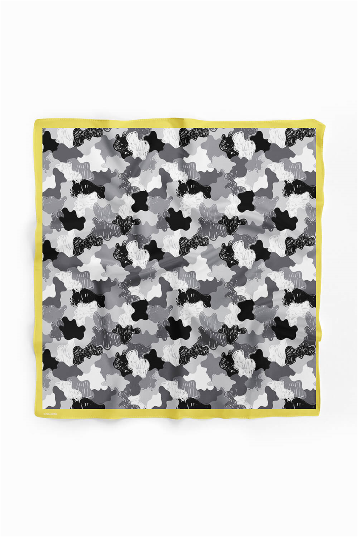 D98 Kadın Egzotik Desenli Bandana 50x50 Gri DG0255-22