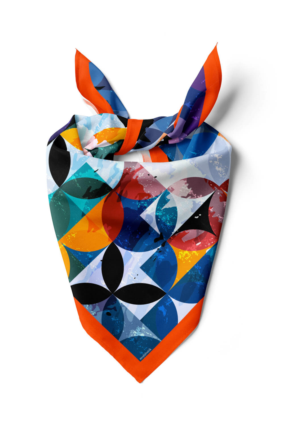 C80 Kadın Yuvarlak Desenli Bandana 50x50 DG0414-22