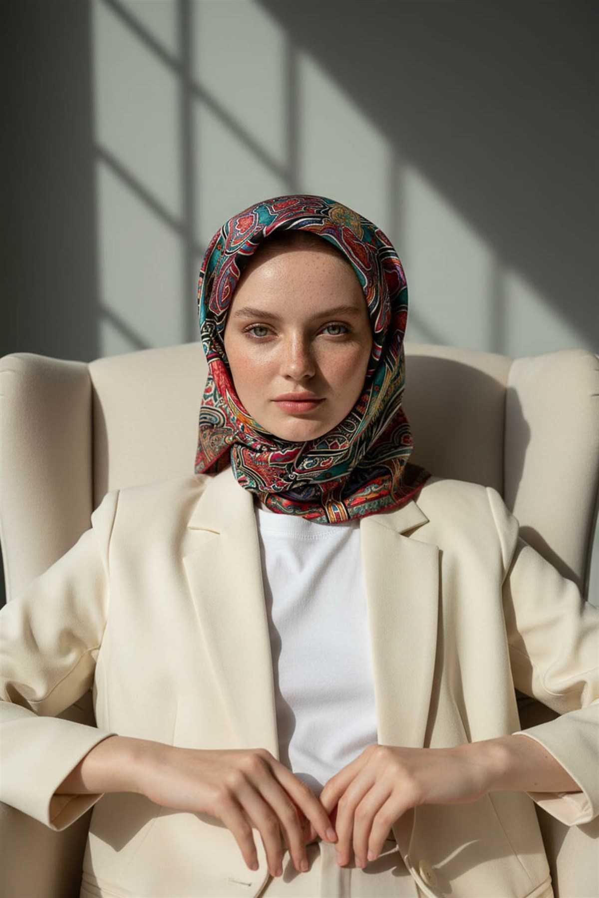 100% Twill İpek Etnik Desenli Bordo - Petrol Yeşili Renkli 90x90 Dikim Şekli : El Dikişi Eşarp
