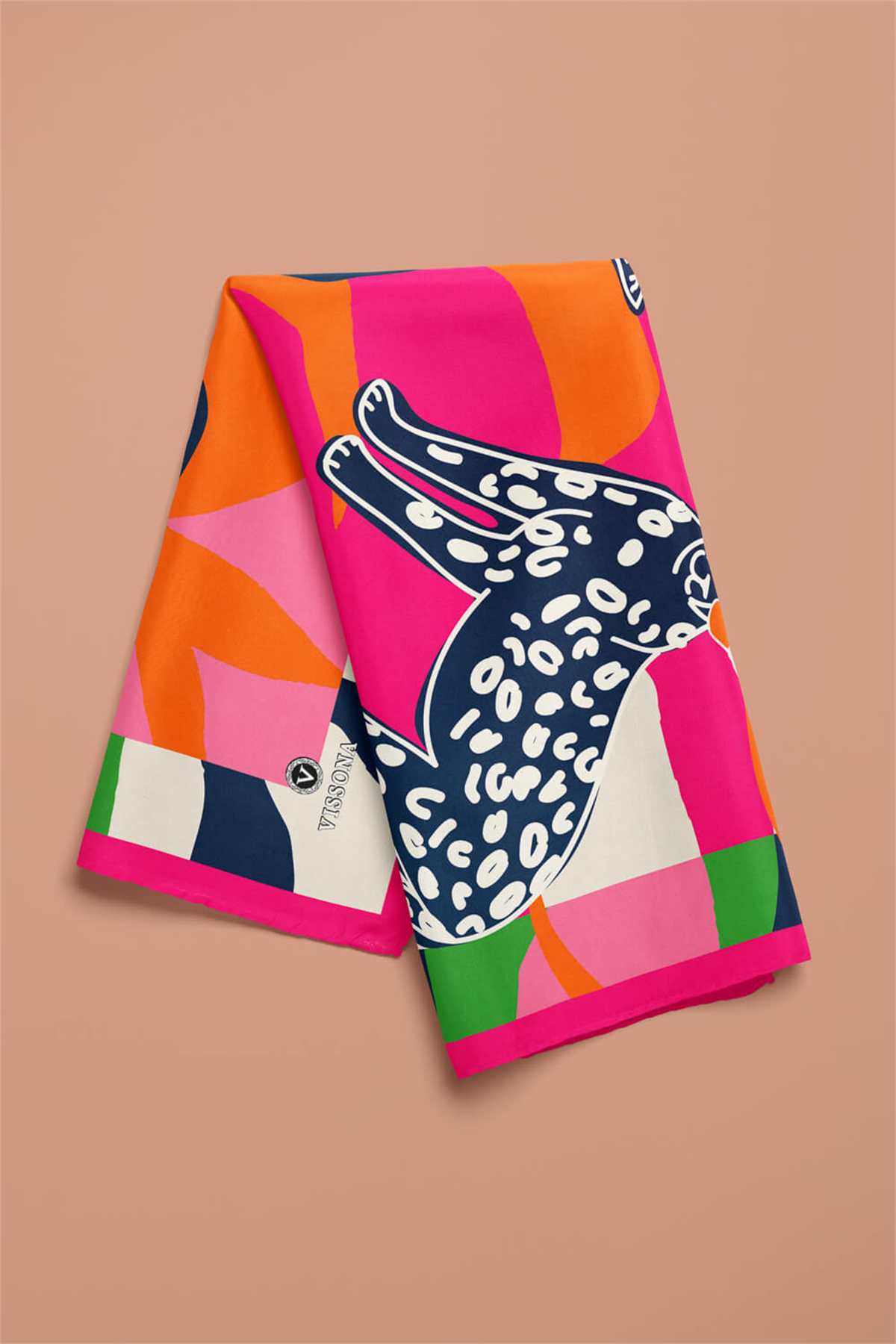 Saten İpek Kaplan Desenli Kadın Bandana