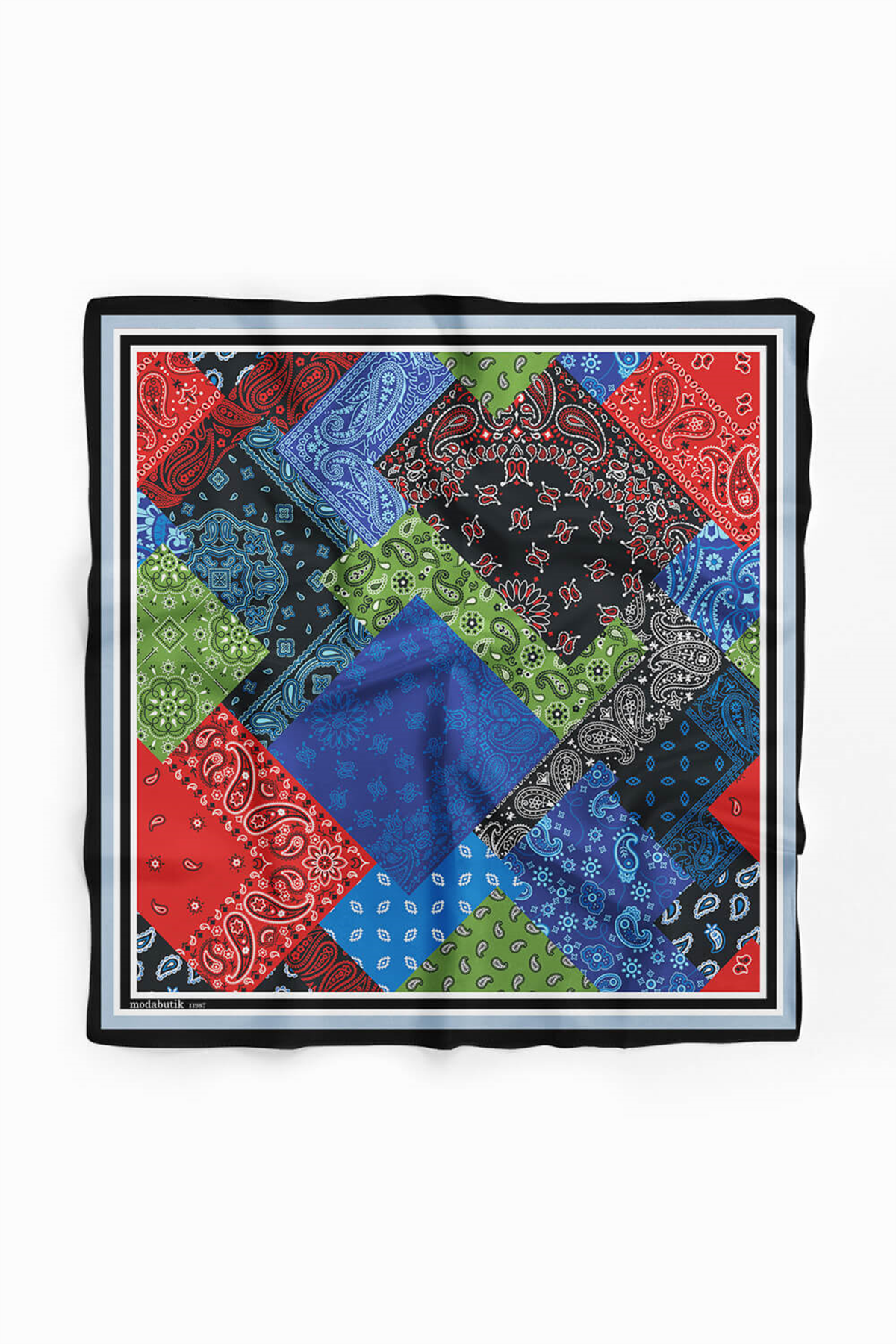 F76  PATCHWORK  ŞAL DESENLİ BANDANA  DG11987