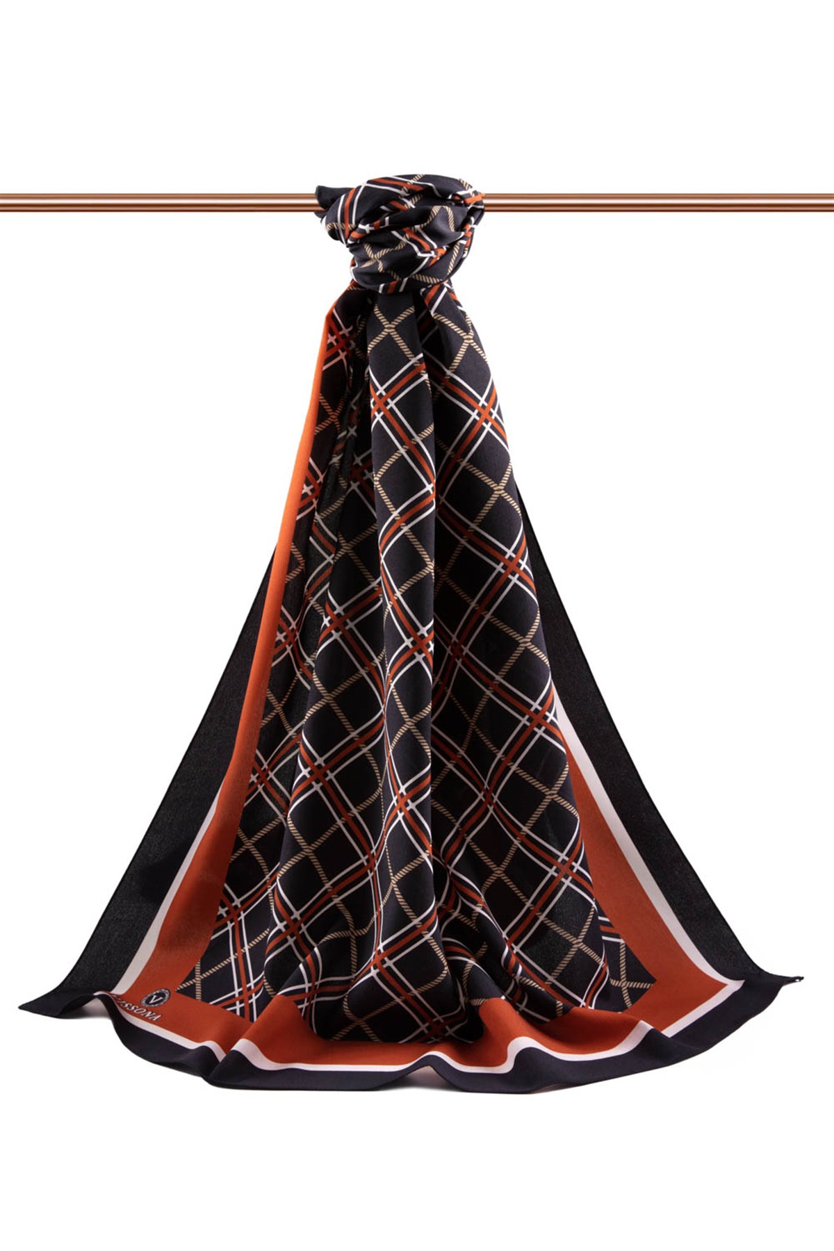 KREP EKOSE DESENLİ SİYAH - BORDO RENKLİ 75X195 KIRIŞMAZ ŞAL