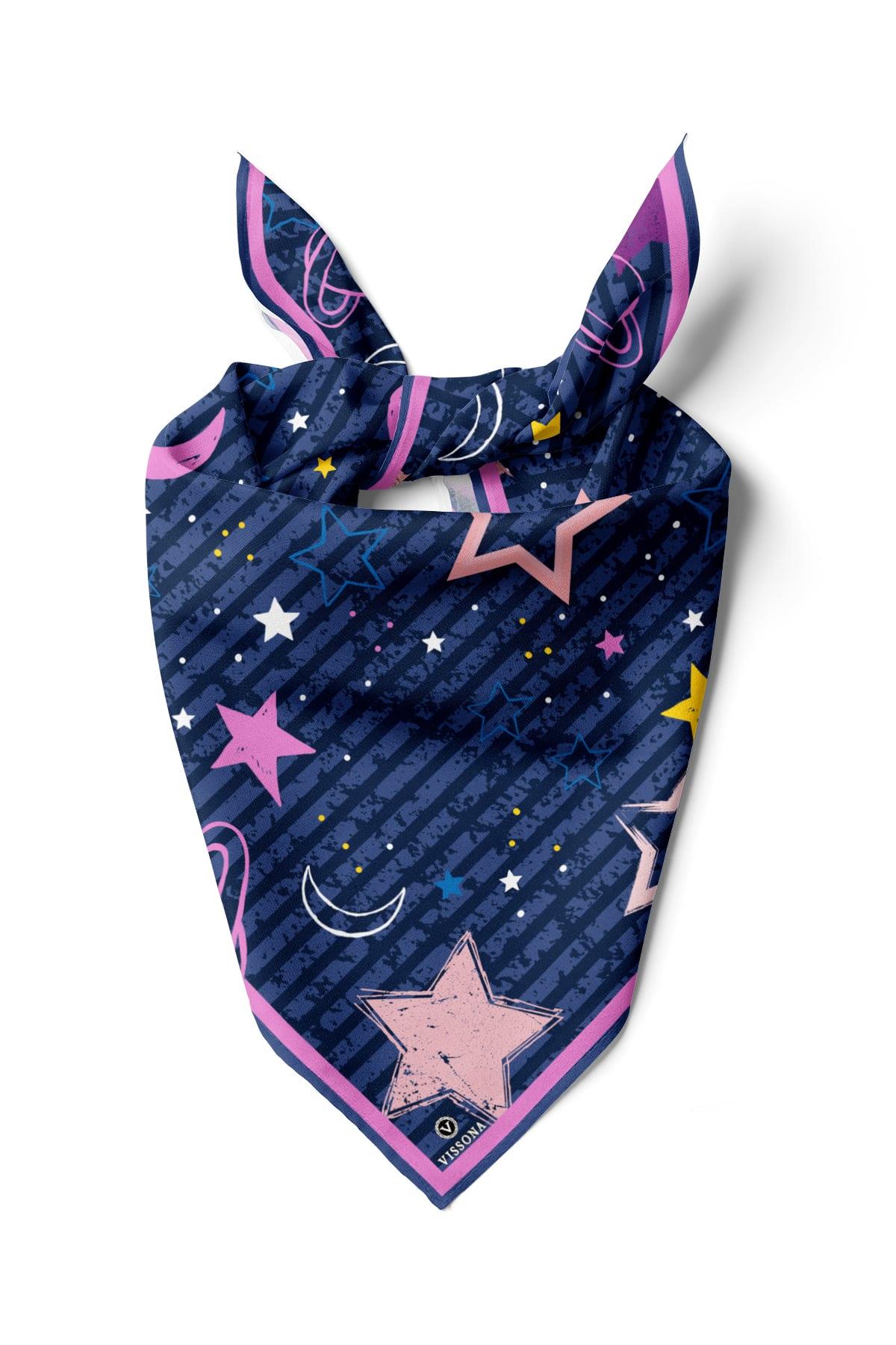 Vissona Yıldız Desenli İpek Bandana