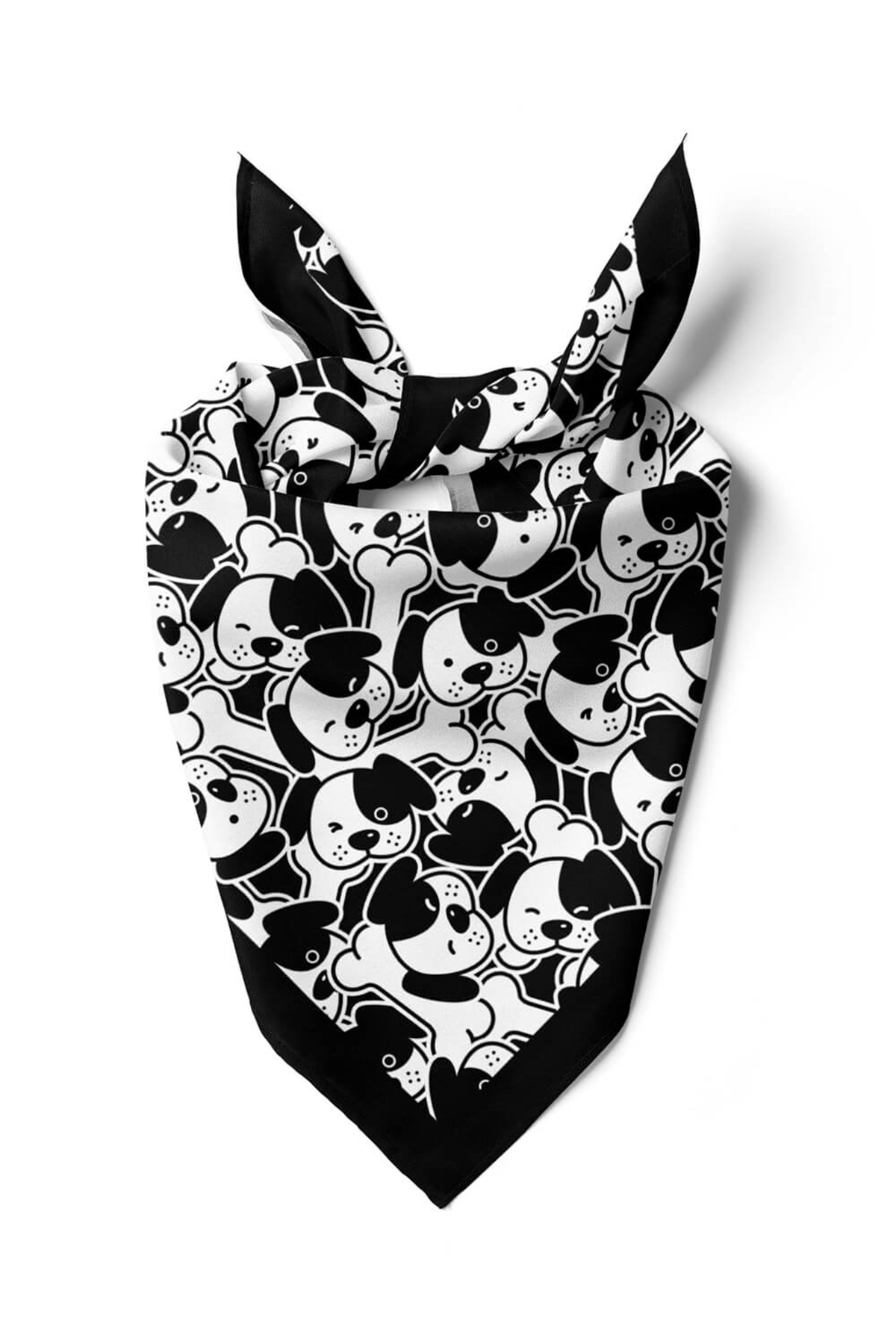 A14 Siyah Beyaz Köpek Bandanası Premium Özel Üretim 55X55 DG2063
