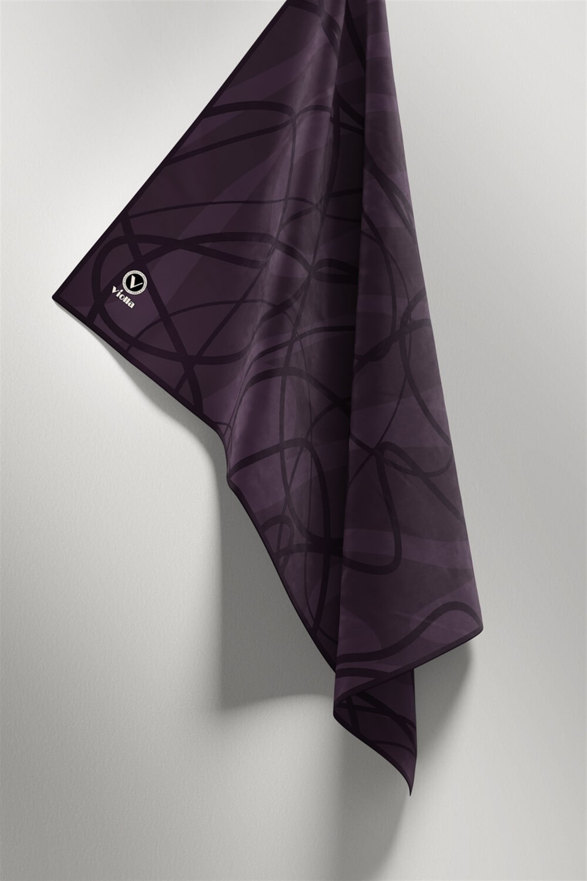 Twill Karışık Çizgi Desenli Mürdüm Renkli 90x90 Eşarp (İpek İçermez) Kenar Dikiş Şekli El Dikişli
