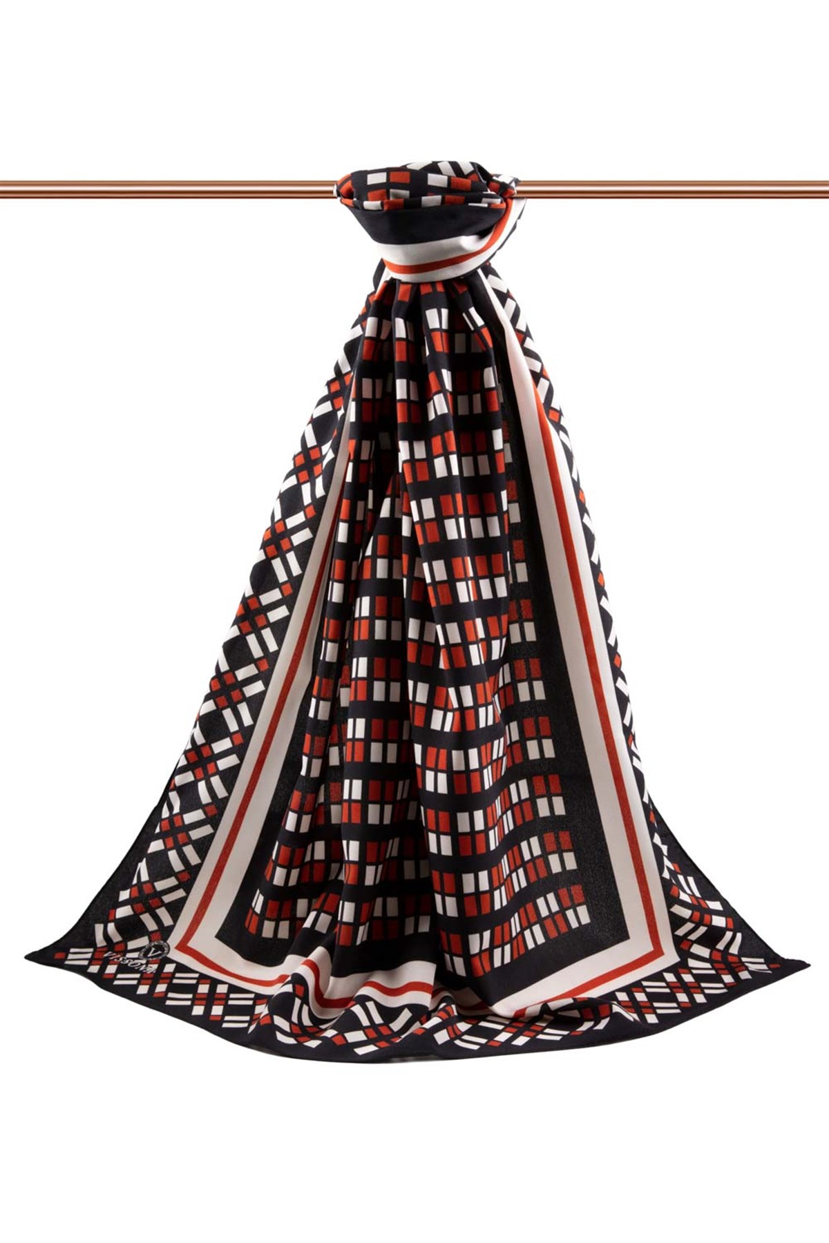 KREP KARE DESENLİ KIRMIZI RENKLİ 75X195 KIRIŞMAZ ŞAL