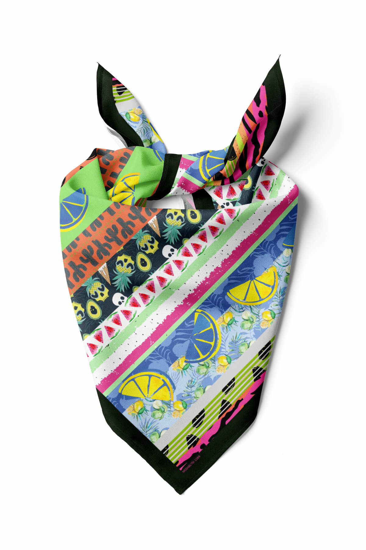 Z25 Kadın Yeşil Meyve Desenli 50x50 Bandana HYL DG01266-22